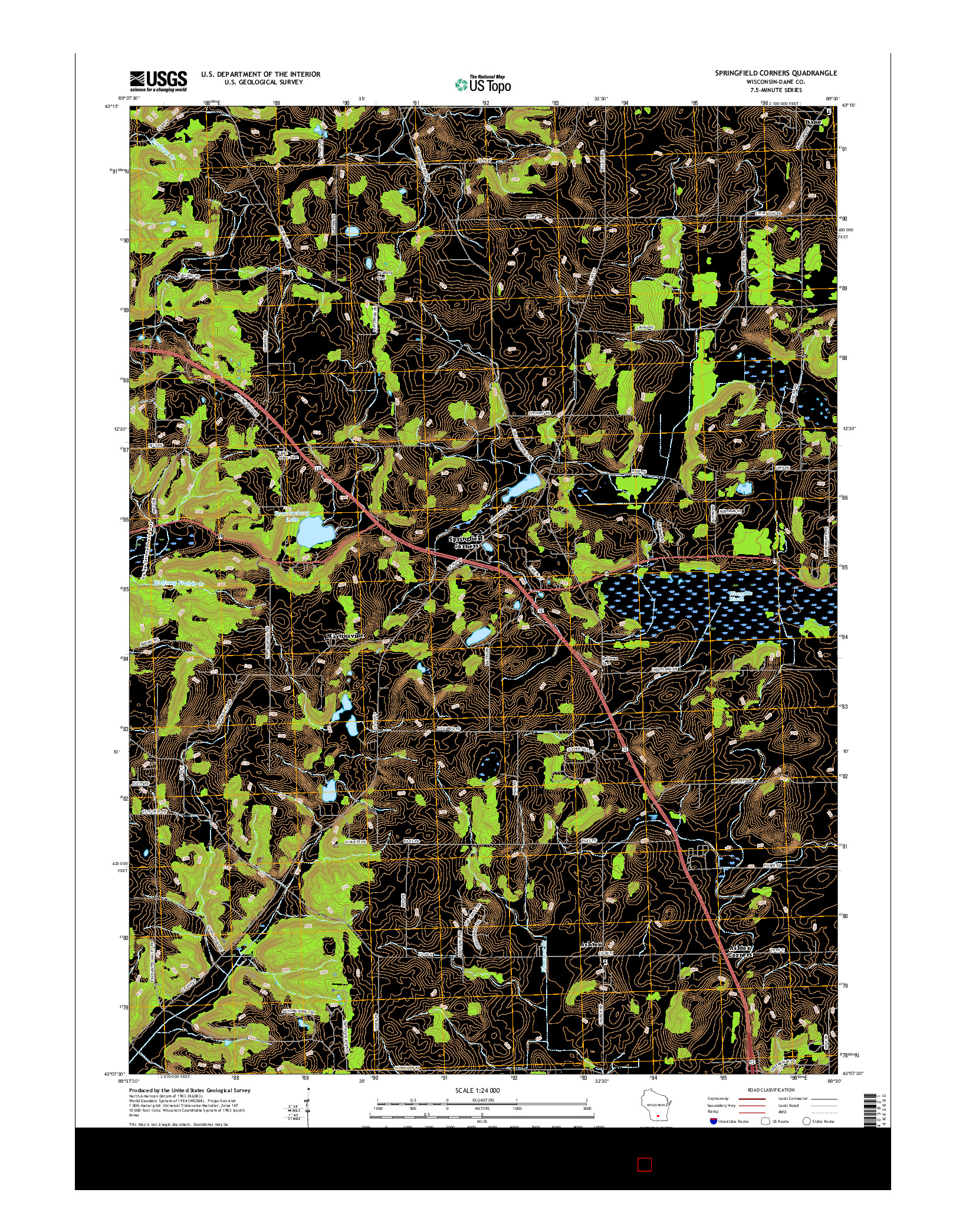 USGS US TOPO 7.5-MINUTE MAP FOR SPRINGFIELD CORNERS, WI 2016