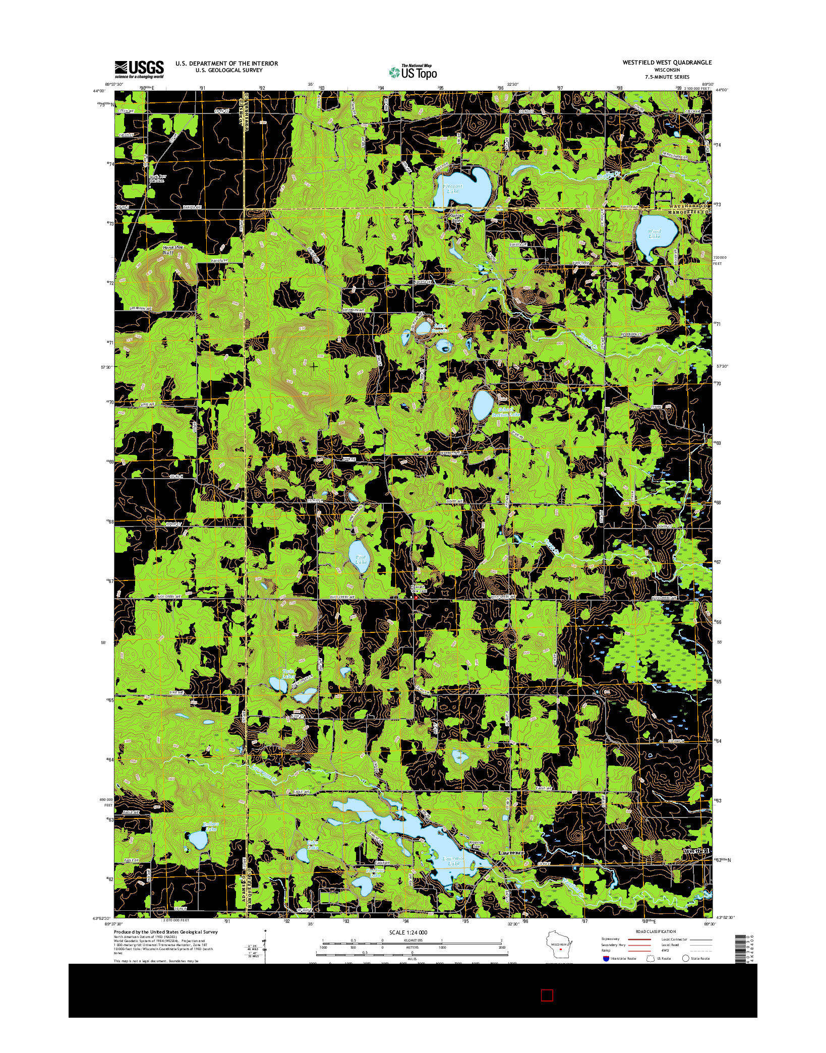 USGS US TOPO 7.5-MINUTE MAP FOR WESTFIELD WEST, WI 2016