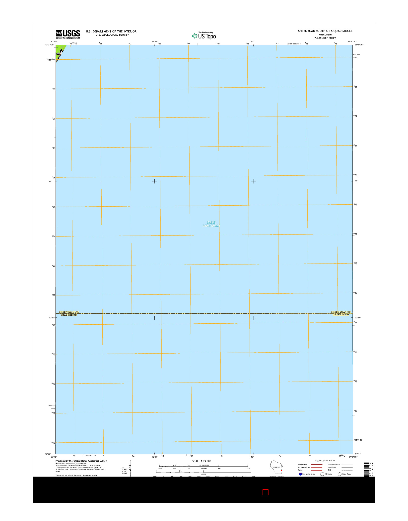 USGS US TOPO 7.5-MINUTE MAP FOR SHEBOYGAN SOUTH OE S, WI 2016