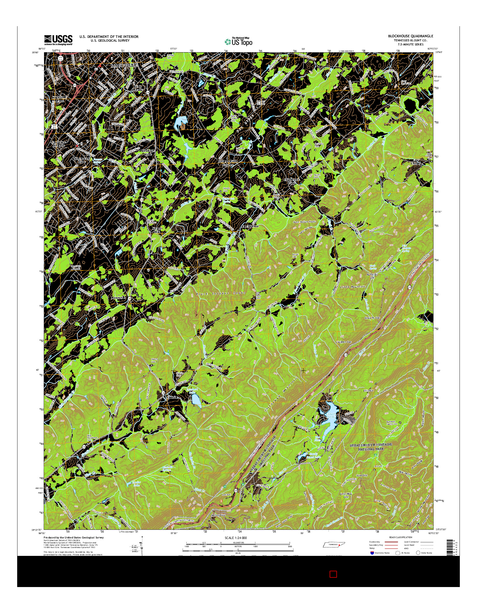 USGS US TOPO 7.5-MINUTE MAP FOR BLOCKHOUSE, TN 2016