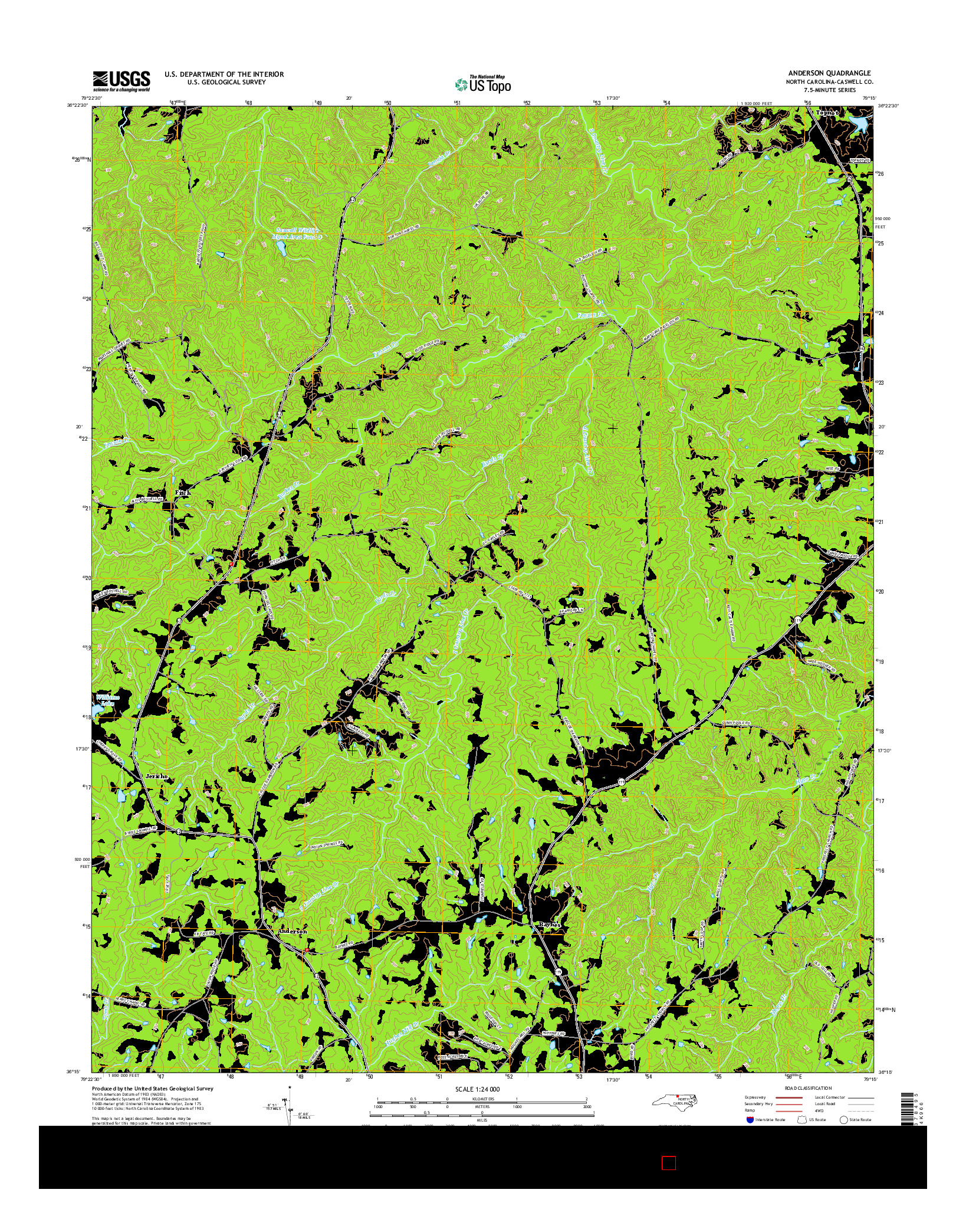 USGS US TOPO 7.5-MINUTE MAP FOR ANDERSON, NC 2016