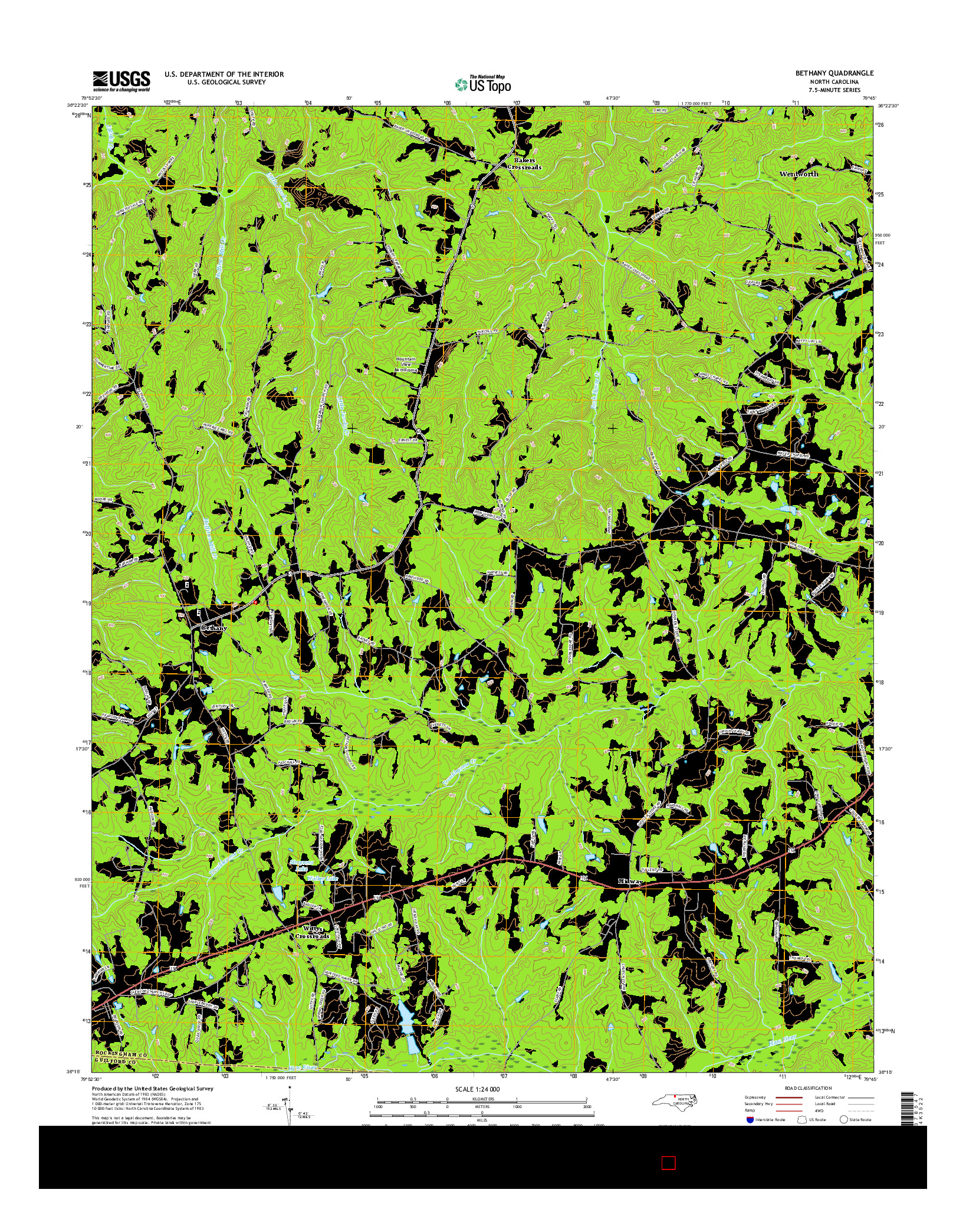 USGS US TOPO 7.5-MINUTE MAP FOR BETHANY, NC 2016