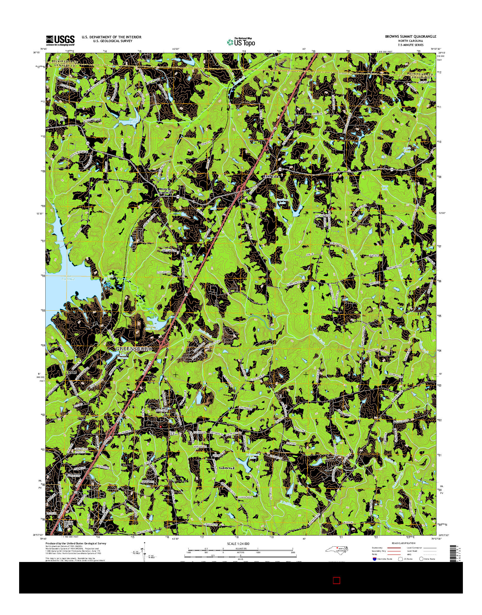 USGS US TOPO 7.5-MINUTE MAP FOR BROWNS SUMMIT, NC 2016