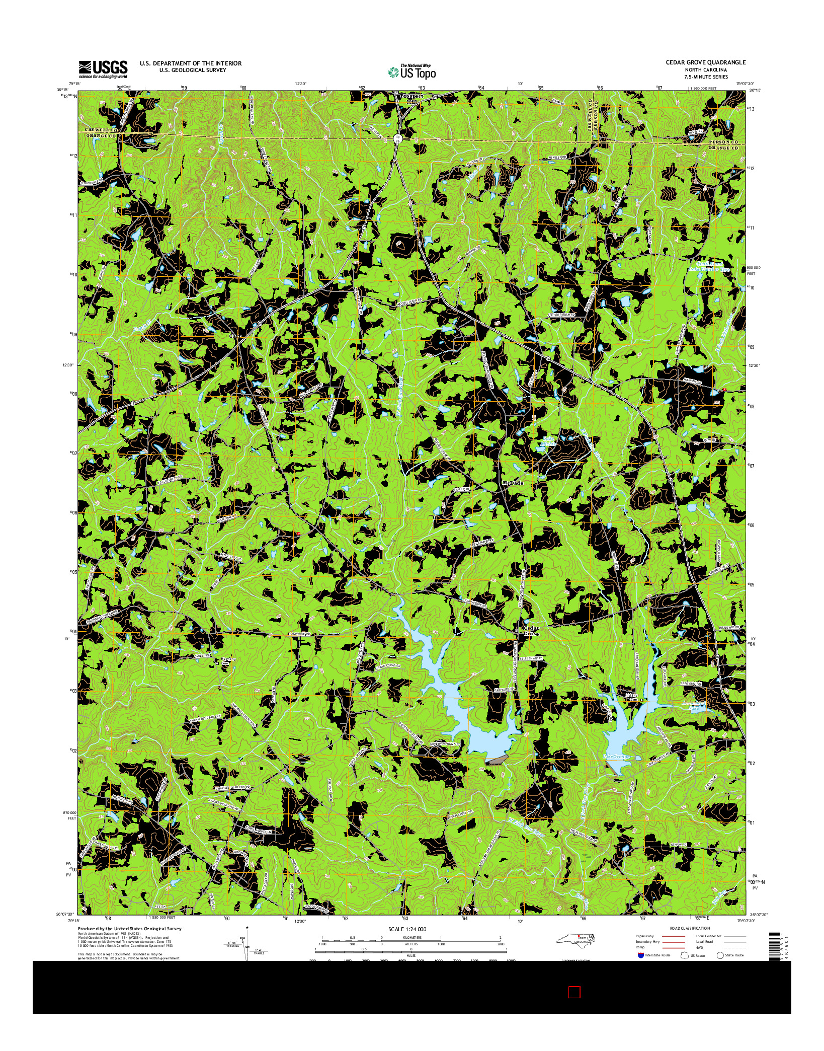 USGS US TOPO 7.5-MINUTE MAP FOR CEDAR GROVE, NC 2016