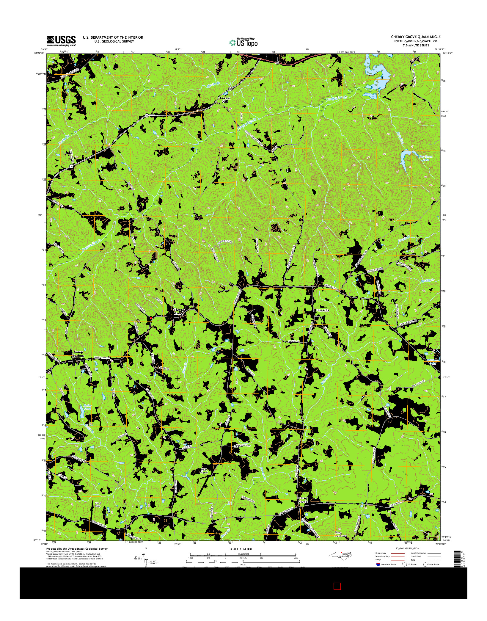 USGS US TOPO 7.5-MINUTE MAP FOR CHERRY GROVE, NC 2016