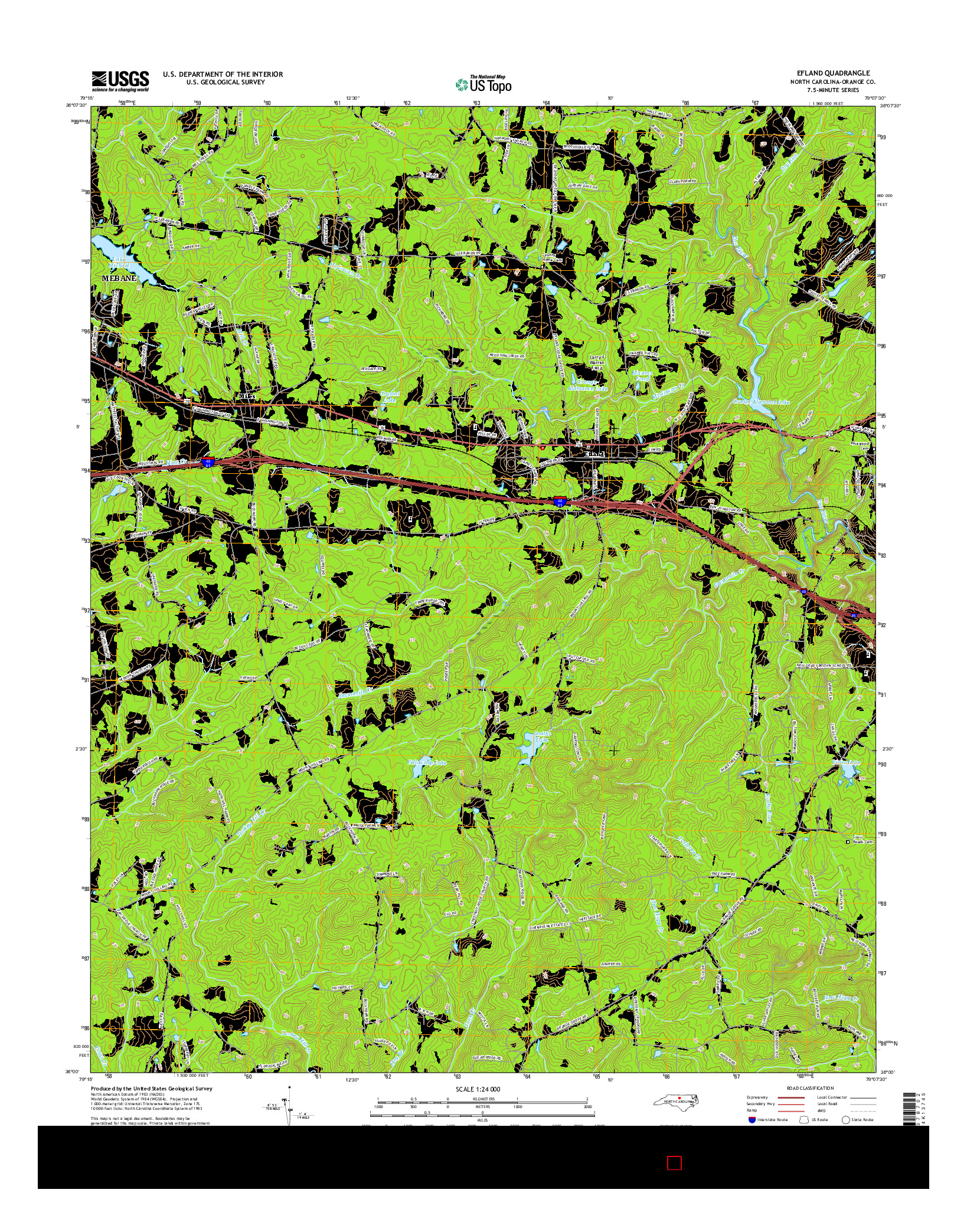 USGS US TOPO 7.5-MINUTE MAP FOR EFLAND, NC 2016