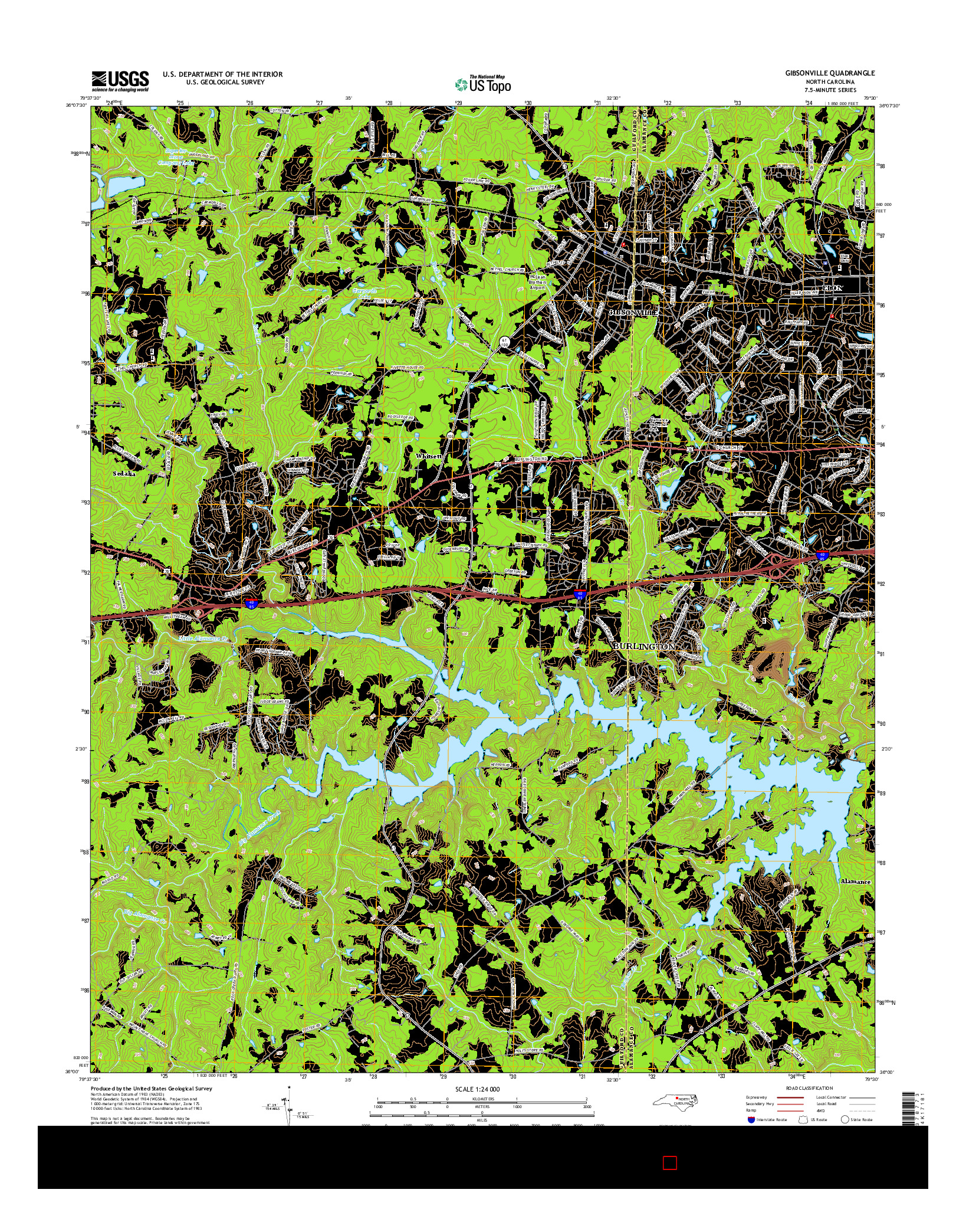 USGS US TOPO 7.5-MINUTE MAP FOR GIBSONVILLE, NC 2016