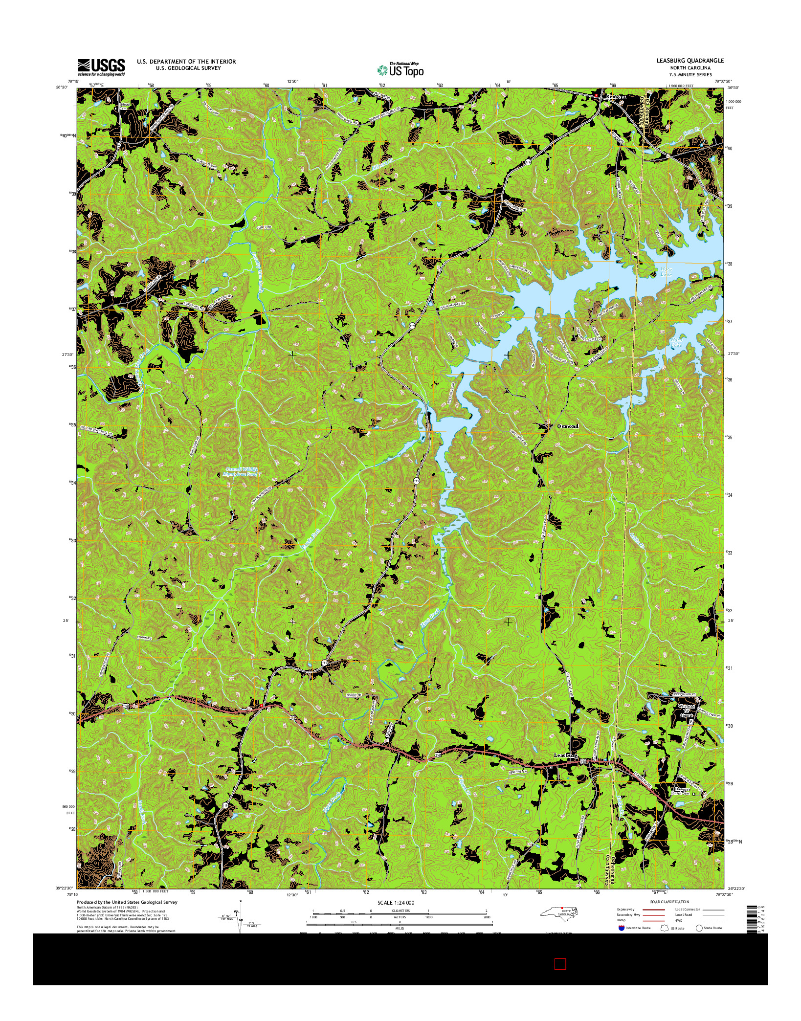 USGS US TOPO 7.5-MINUTE MAP FOR LEASBURG, NC 2016