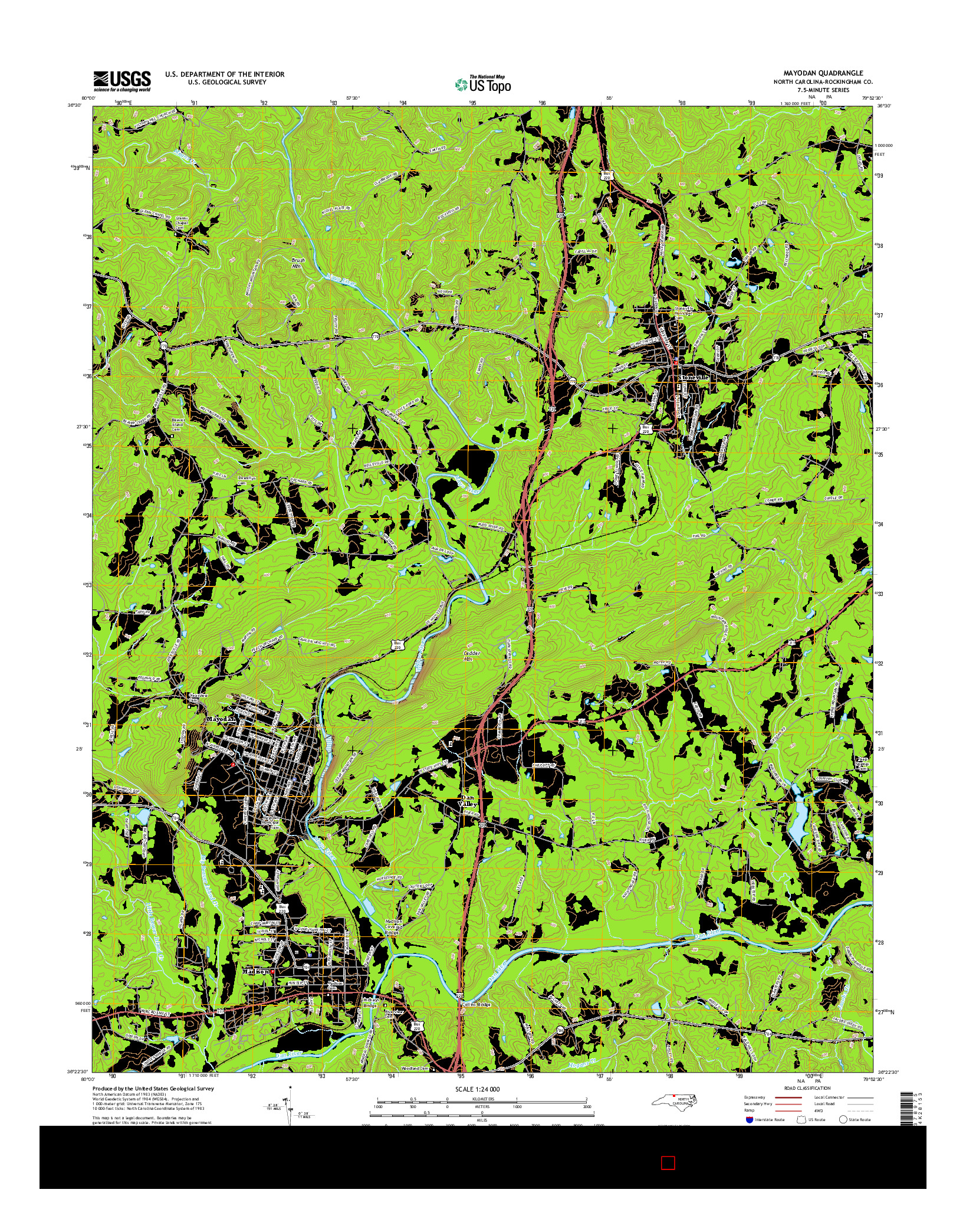 USGS US TOPO 7.5-MINUTE MAP FOR MAYODAN, NC 2016