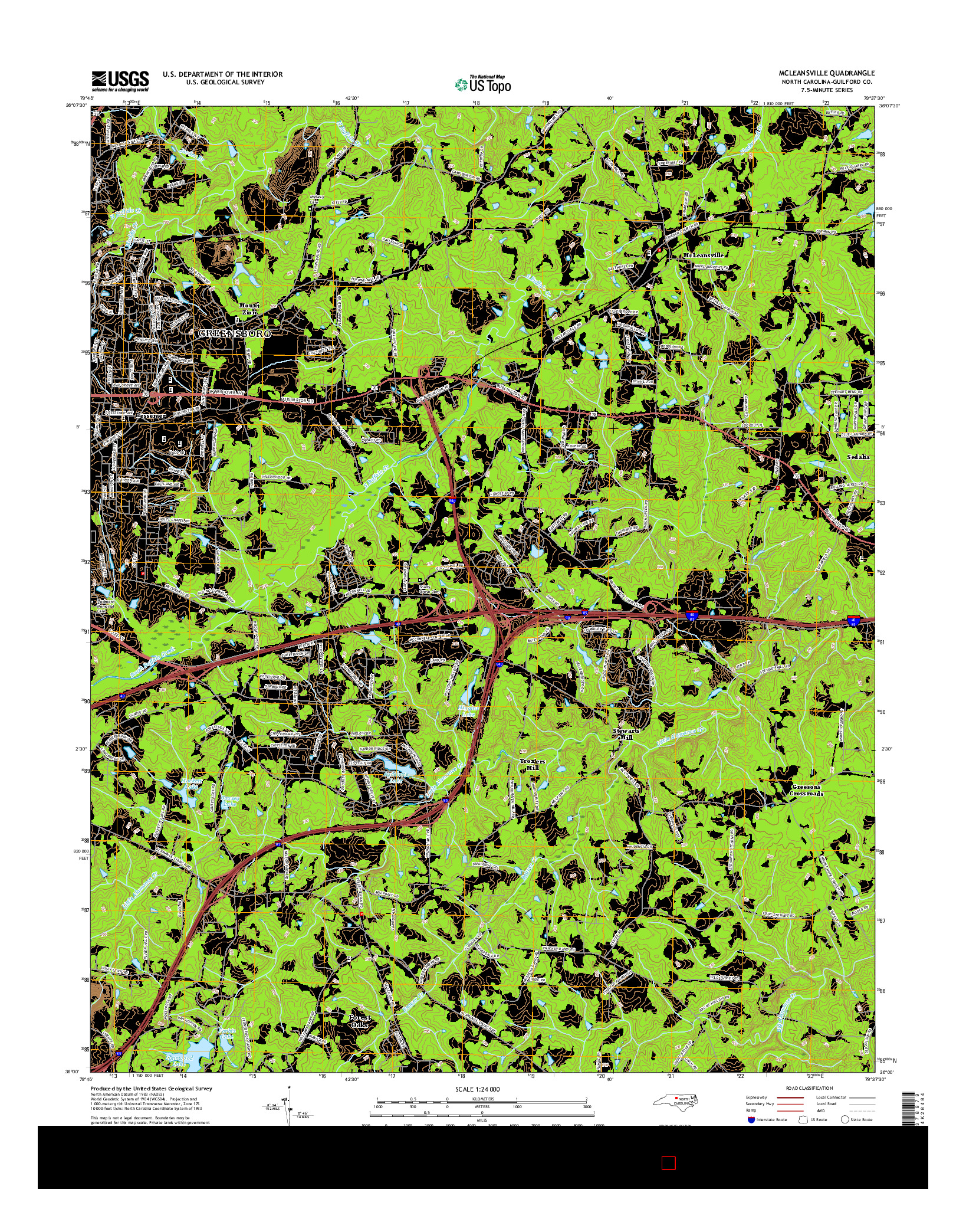 USGS US TOPO 7.5-MINUTE MAP FOR MCLEANSVILLE, NC 2016