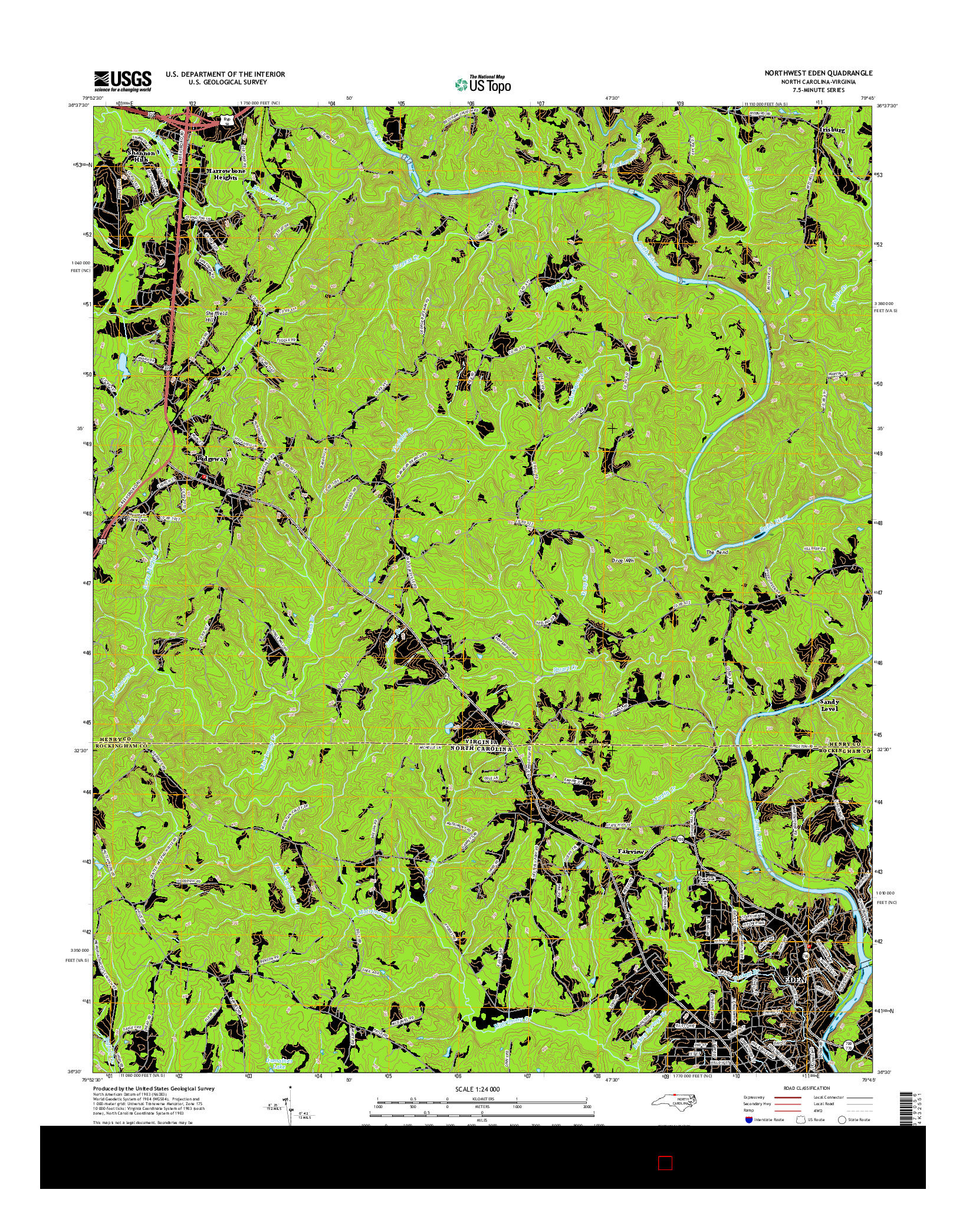 USGS US TOPO 7.5-MINUTE MAP FOR NORTHWEST EDEN, NC-VA 2016