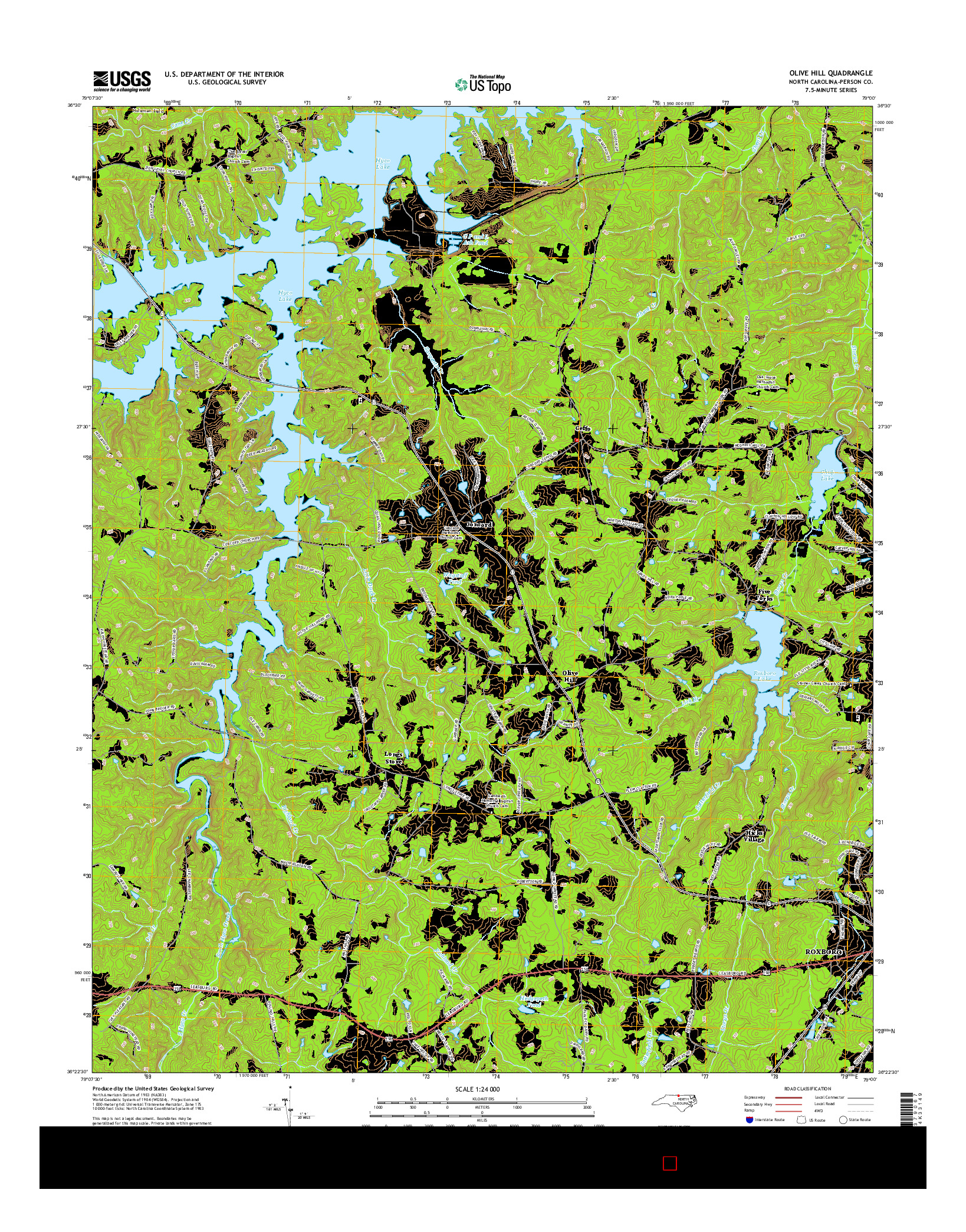 USGS US TOPO 7.5-MINUTE MAP FOR OLIVE HILL, NC 2016