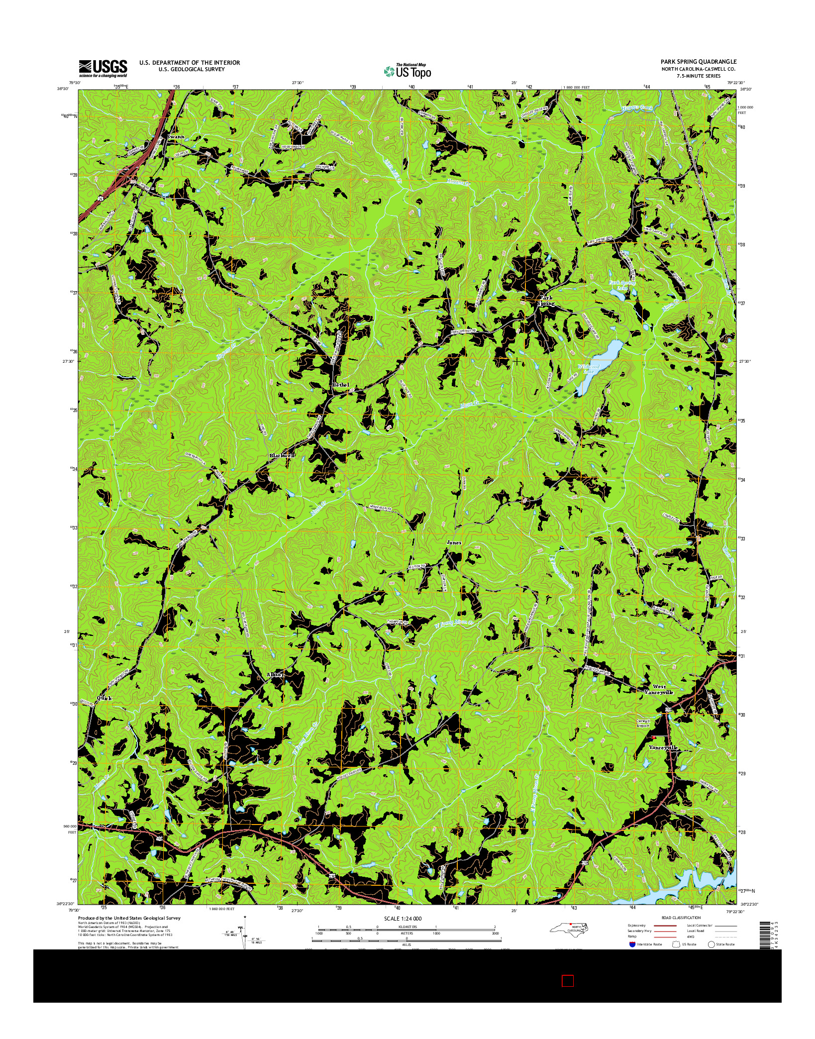 USGS US TOPO 7.5-MINUTE MAP FOR PARK SPRING, NC 2016