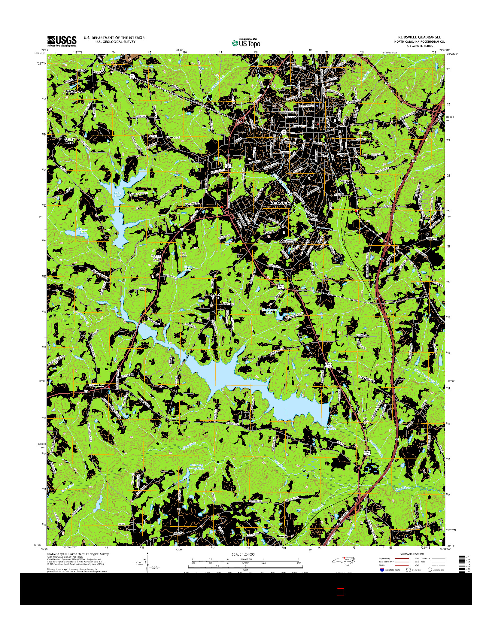 USGS US TOPO 7.5-MINUTE MAP FOR REIDSVILLE, NC 2016