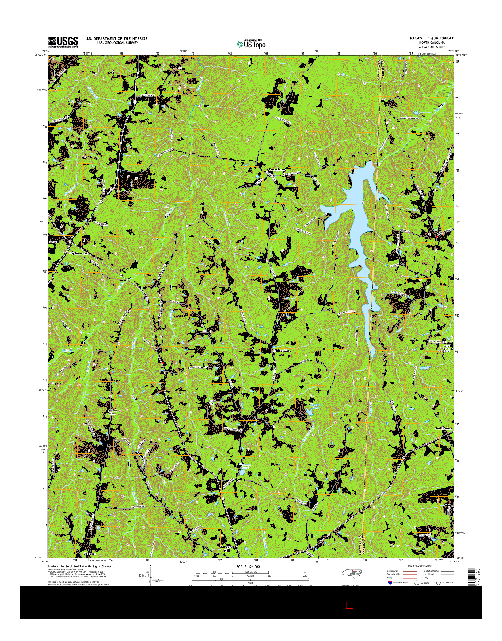 USGS US TOPO 7.5-MINUTE MAP FOR RIDGEVILLE, NC 2016