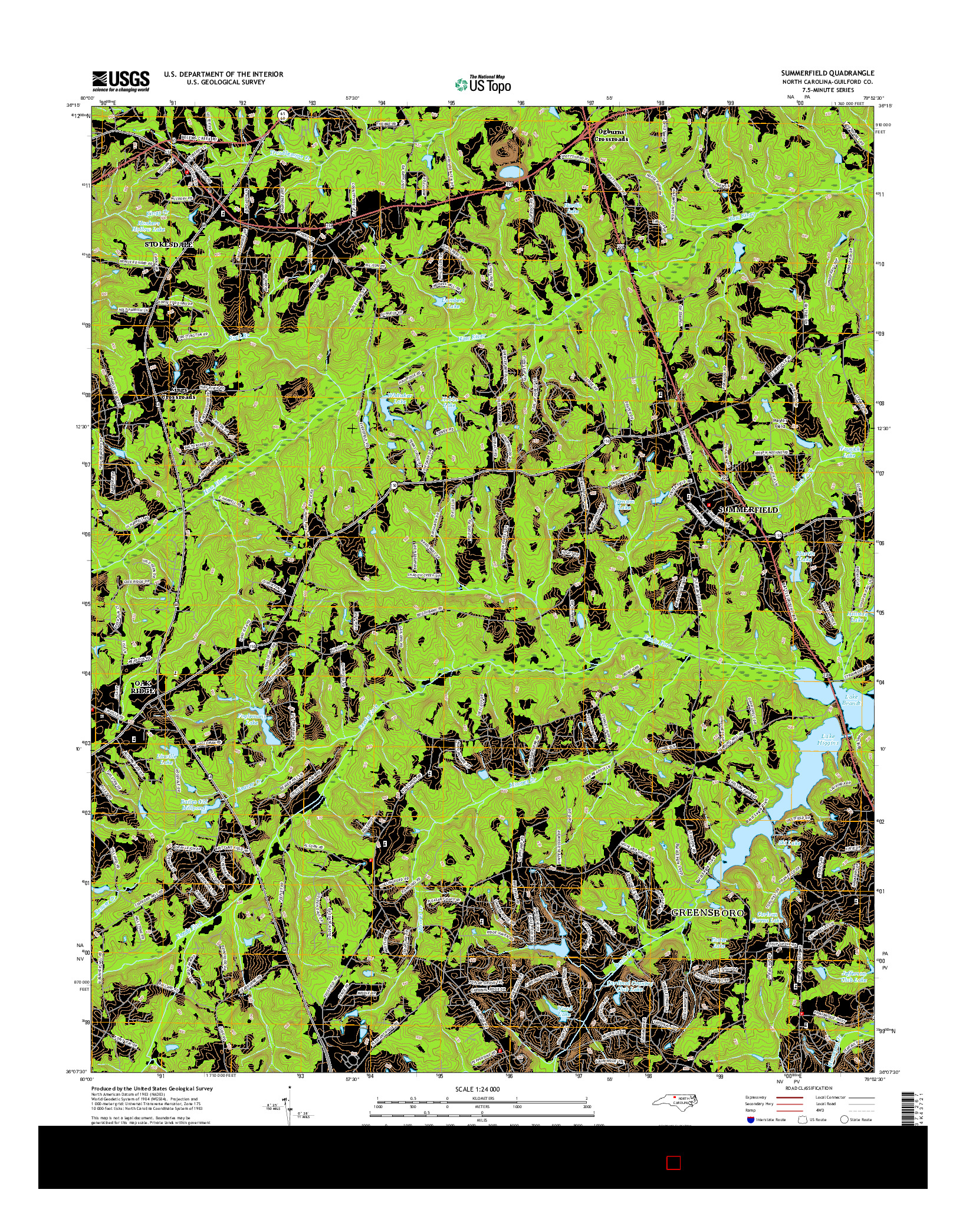 USGS US TOPO 7.5-MINUTE MAP FOR SUMMERFIELD, NC 2016