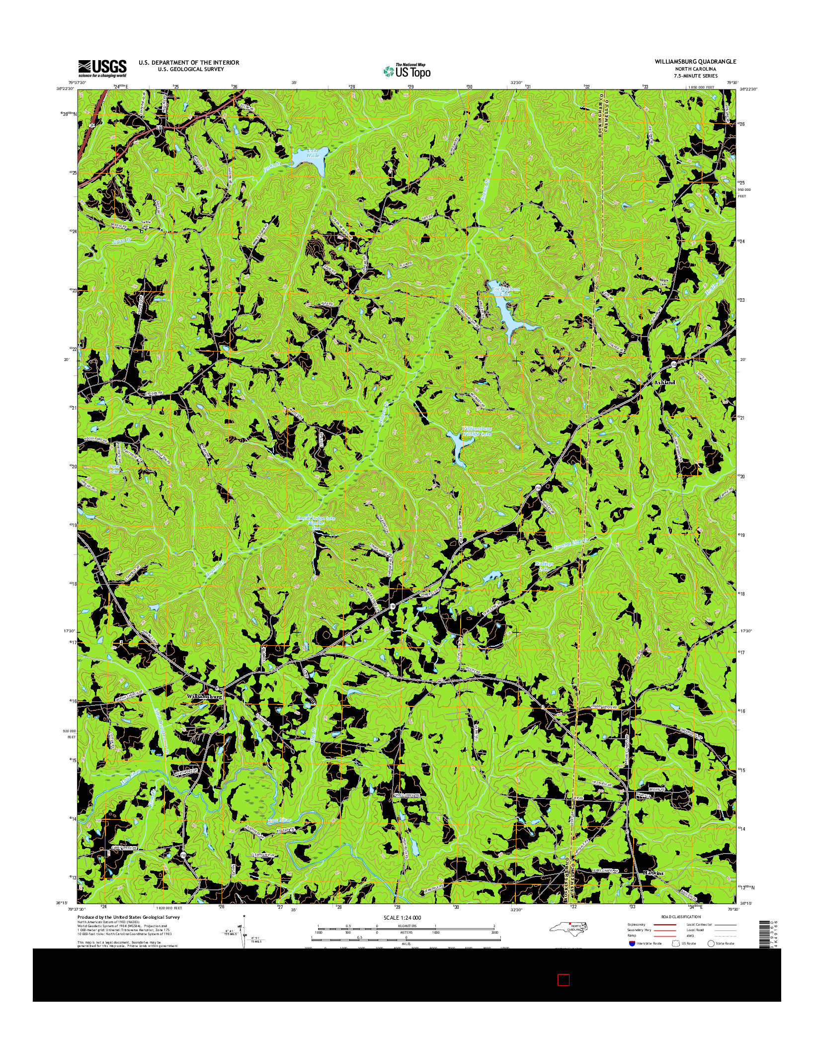 USGS US TOPO 7.5-MINUTE MAP FOR WILLIAMSBURG, NC 2016