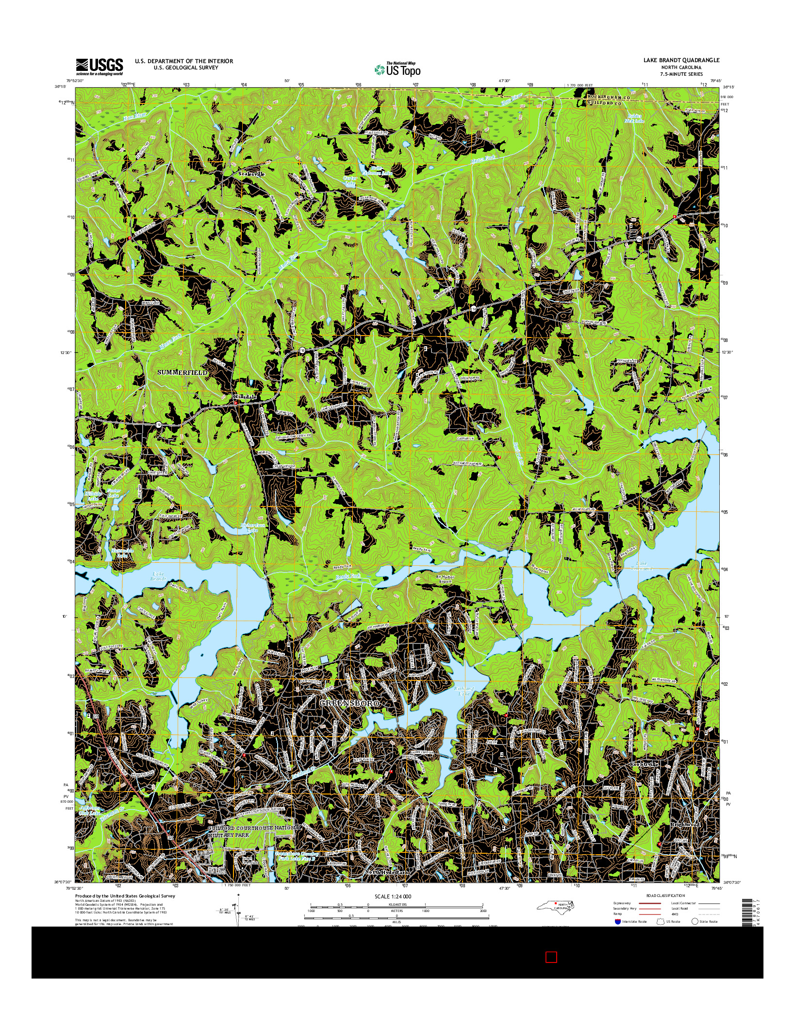 USGS US TOPO 7.5-MINUTE MAP FOR LAKE BRANDT, NC 2016