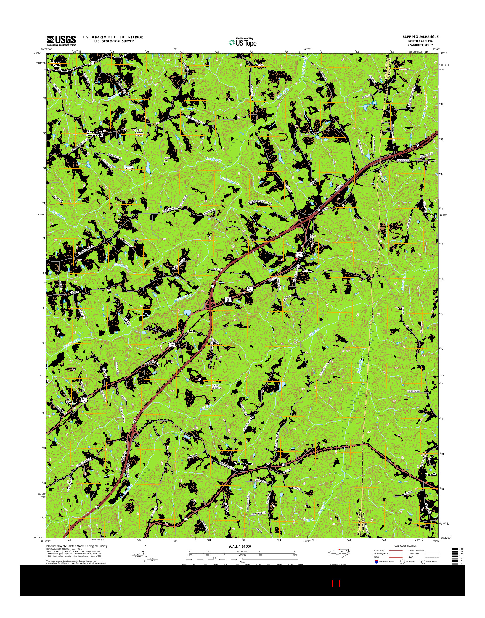 USGS US TOPO 7.5-MINUTE MAP FOR RUFFIN, NC 2016