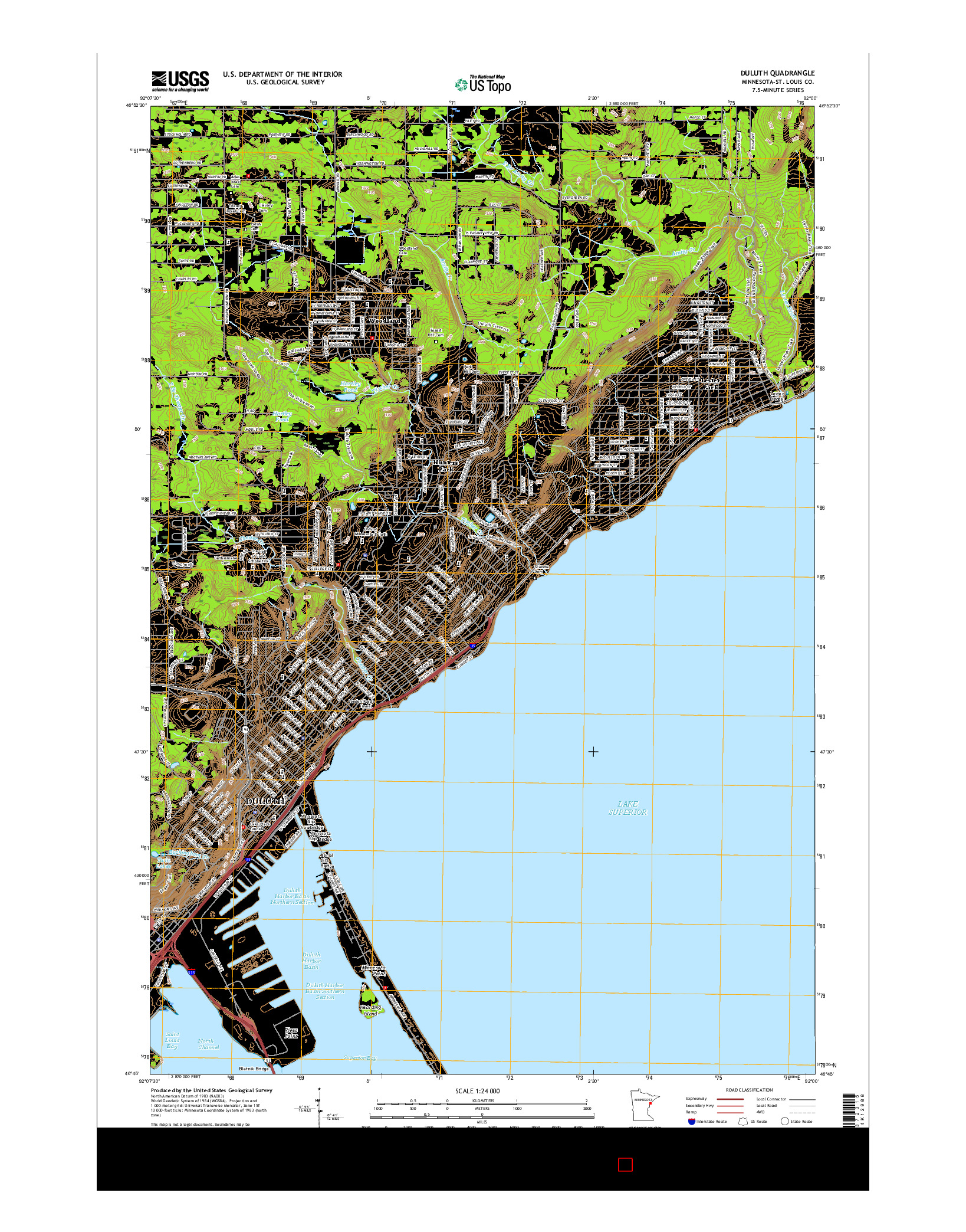 USGS US TOPO 7.5-MINUTE MAP FOR DULUTH, MN 2016