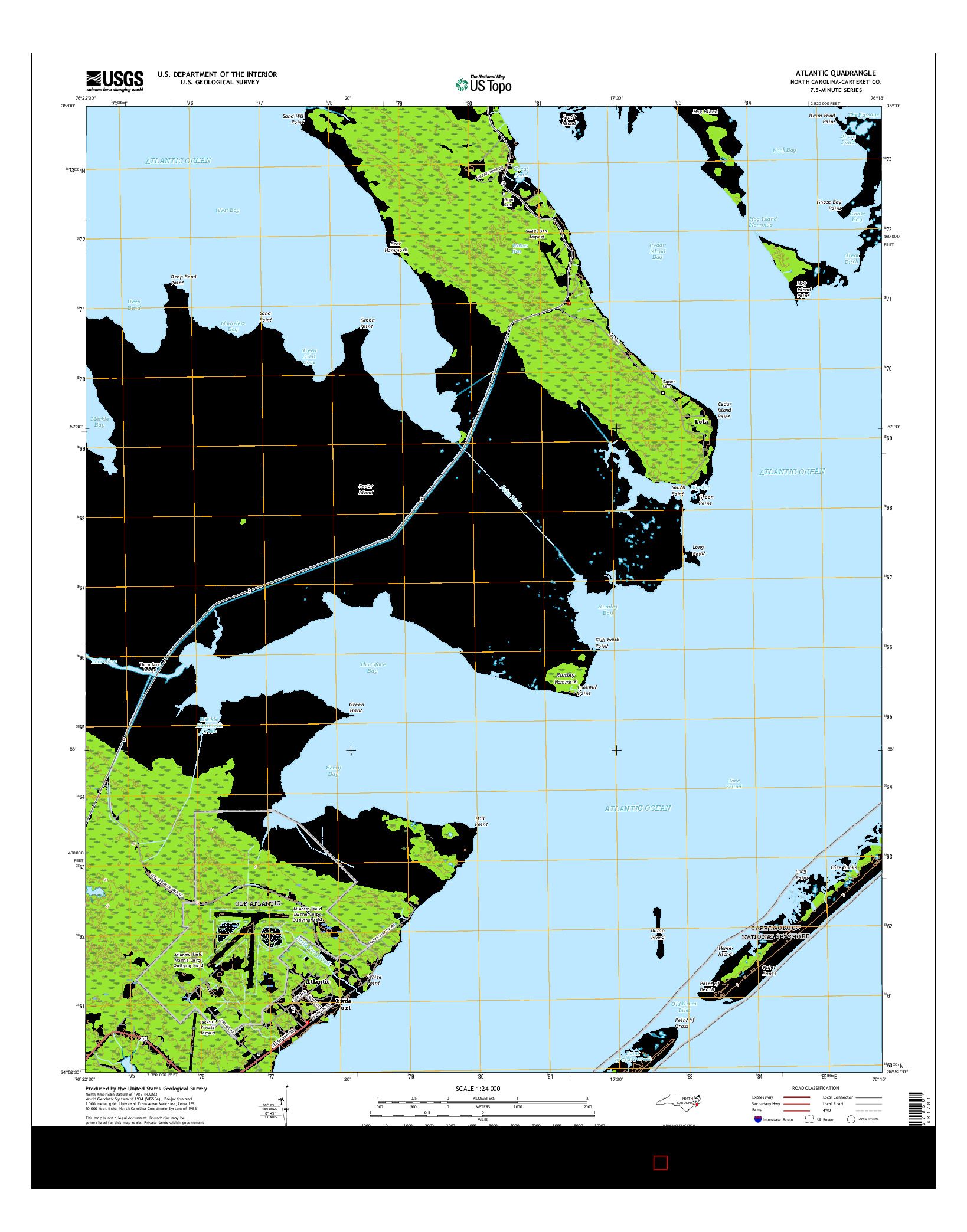 USGS US TOPO 7.5-MINUTE MAP FOR ATLANTIC, NC 2016