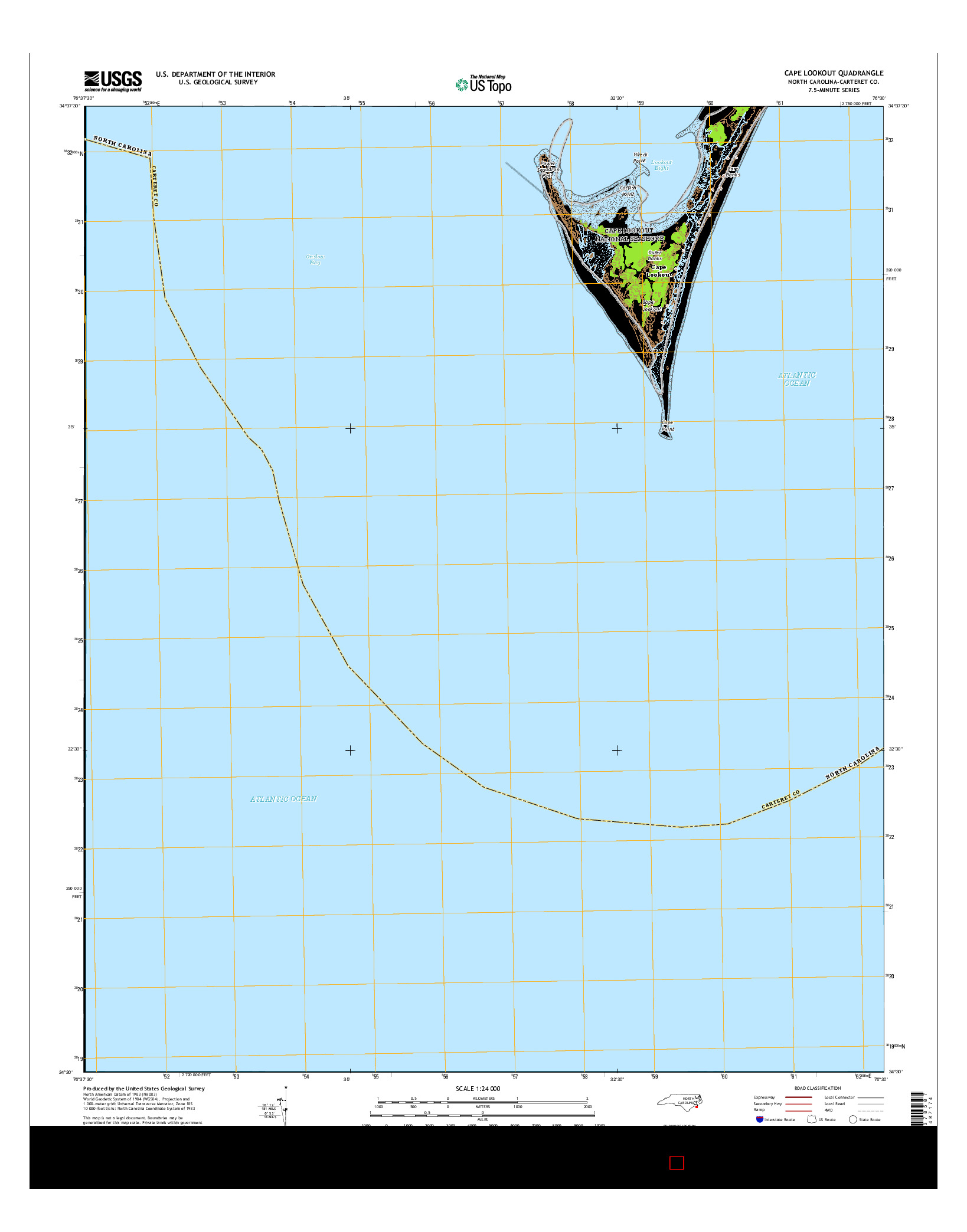 USGS US TOPO 7.5-MINUTE MAP FOR CAPE LOOKOUT, NC 2016