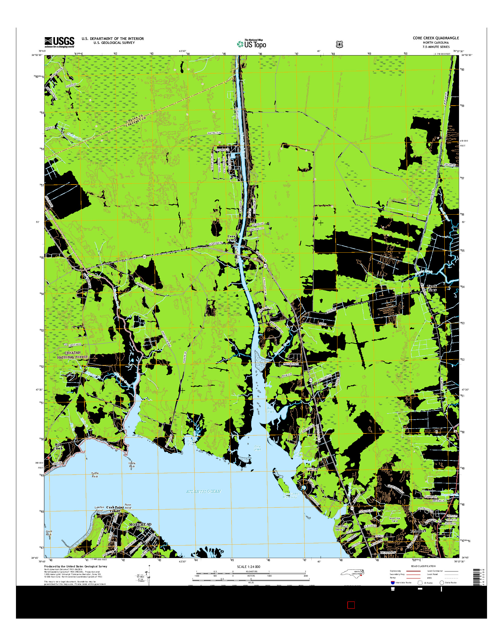 USGS US TOPO 7.5-MINUTE MAP FOR CORE CREEK, NC 2016