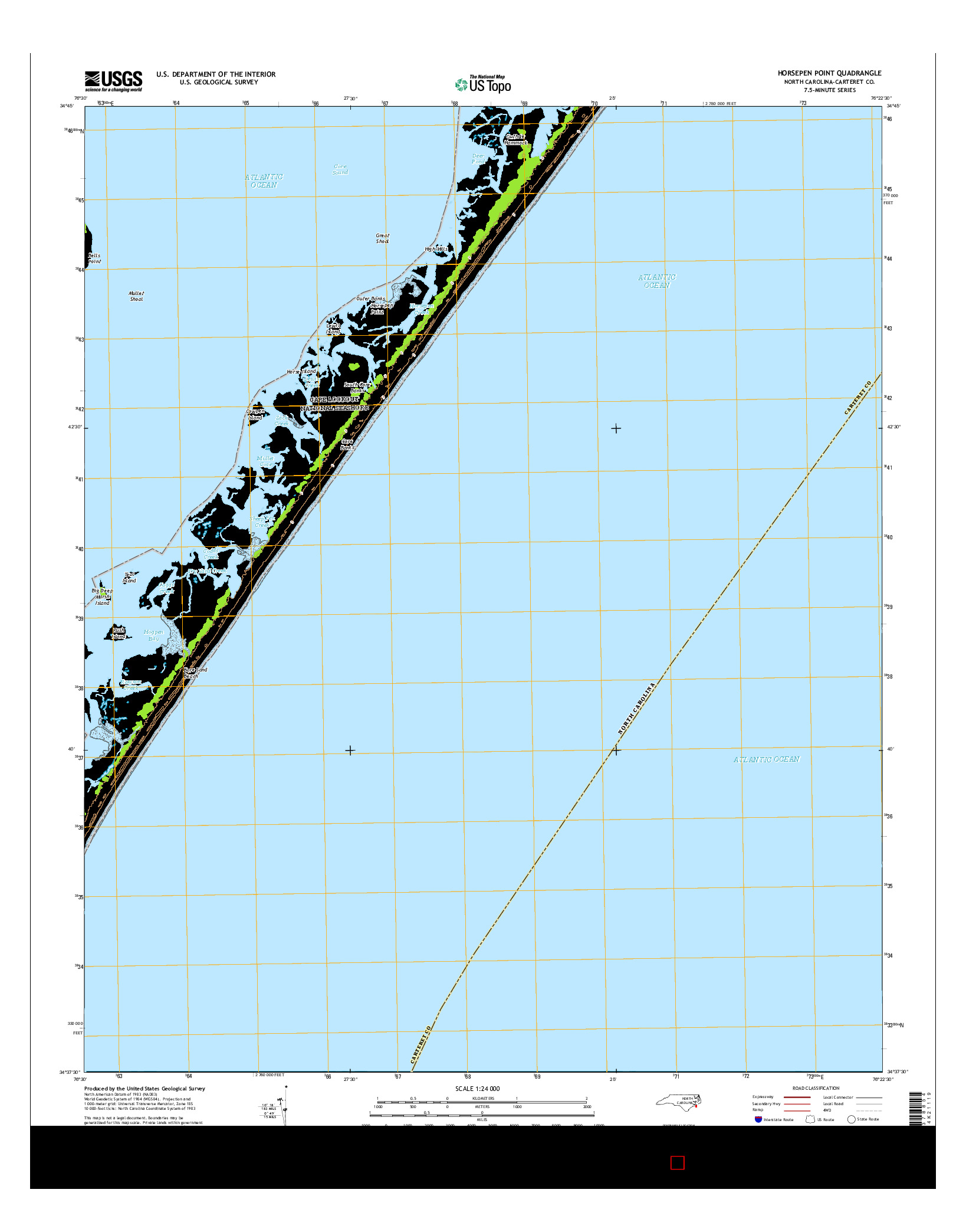 USGS US TOPO 7.5-MINUTE MAP FOR HORSEPEN POINT, NC 2016