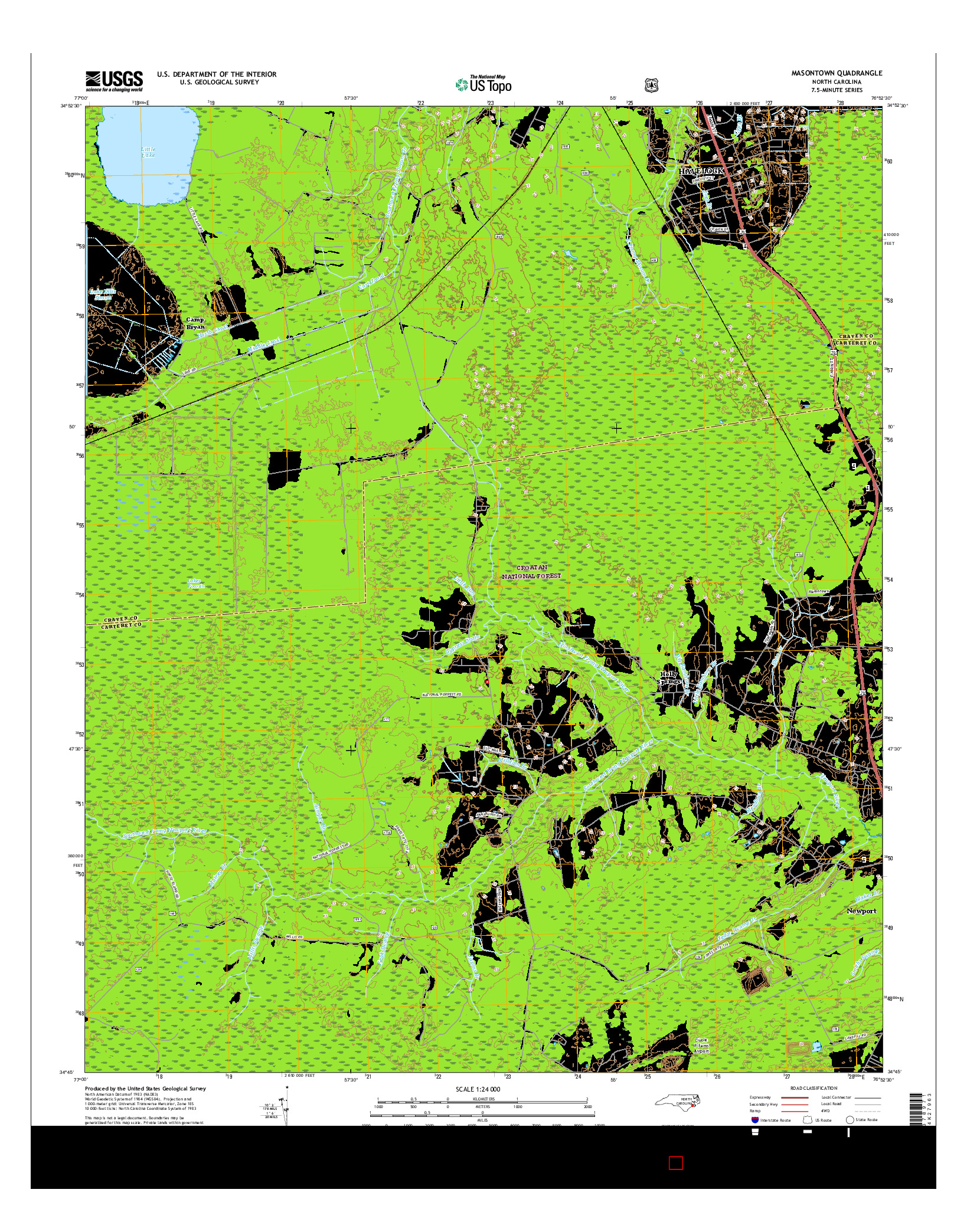 USGS US TOPO 7.5-MINUTE MAP FOR MASONTOWN, NC 2016