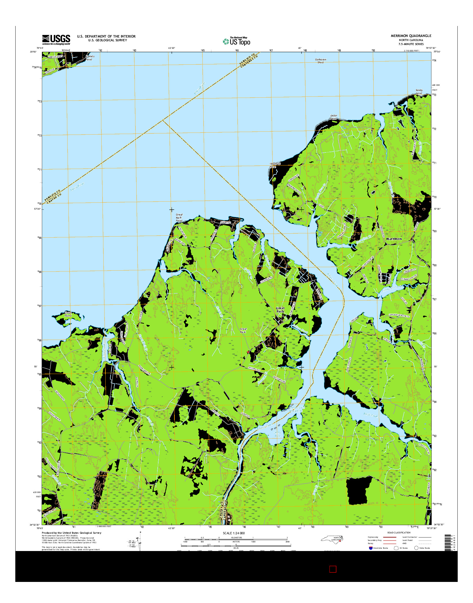USGS US TOPO 7.5-MINUTE MAP FOR MERRIMON, NC 2016