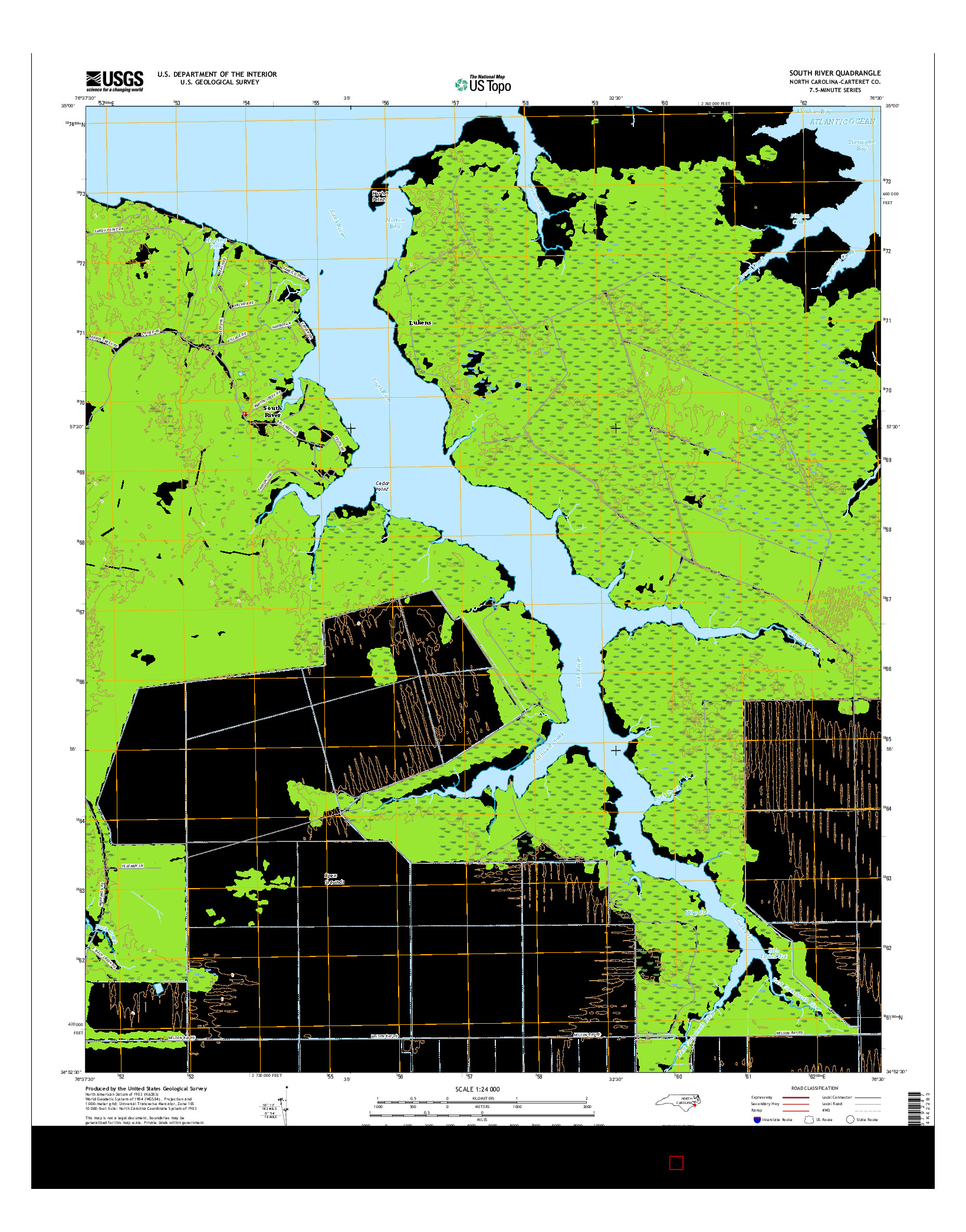 USGS US TOPO 7.5-MINUTE MAP FOR SOUTH RIVER, NC 2016