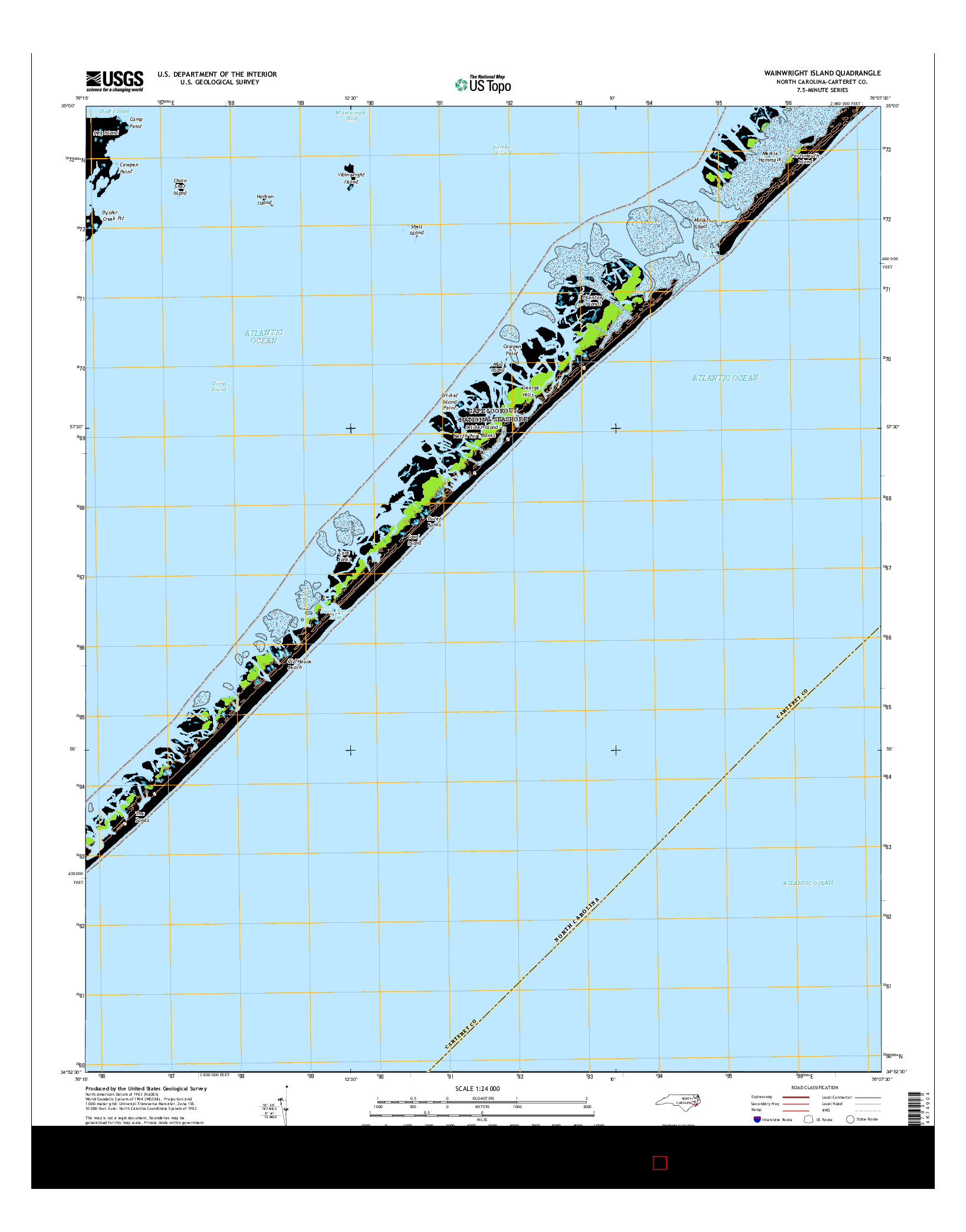USGS US TOPO 7.5-MINUTE MAP FOR WAINWRIGHT ISLAND, NC 2016