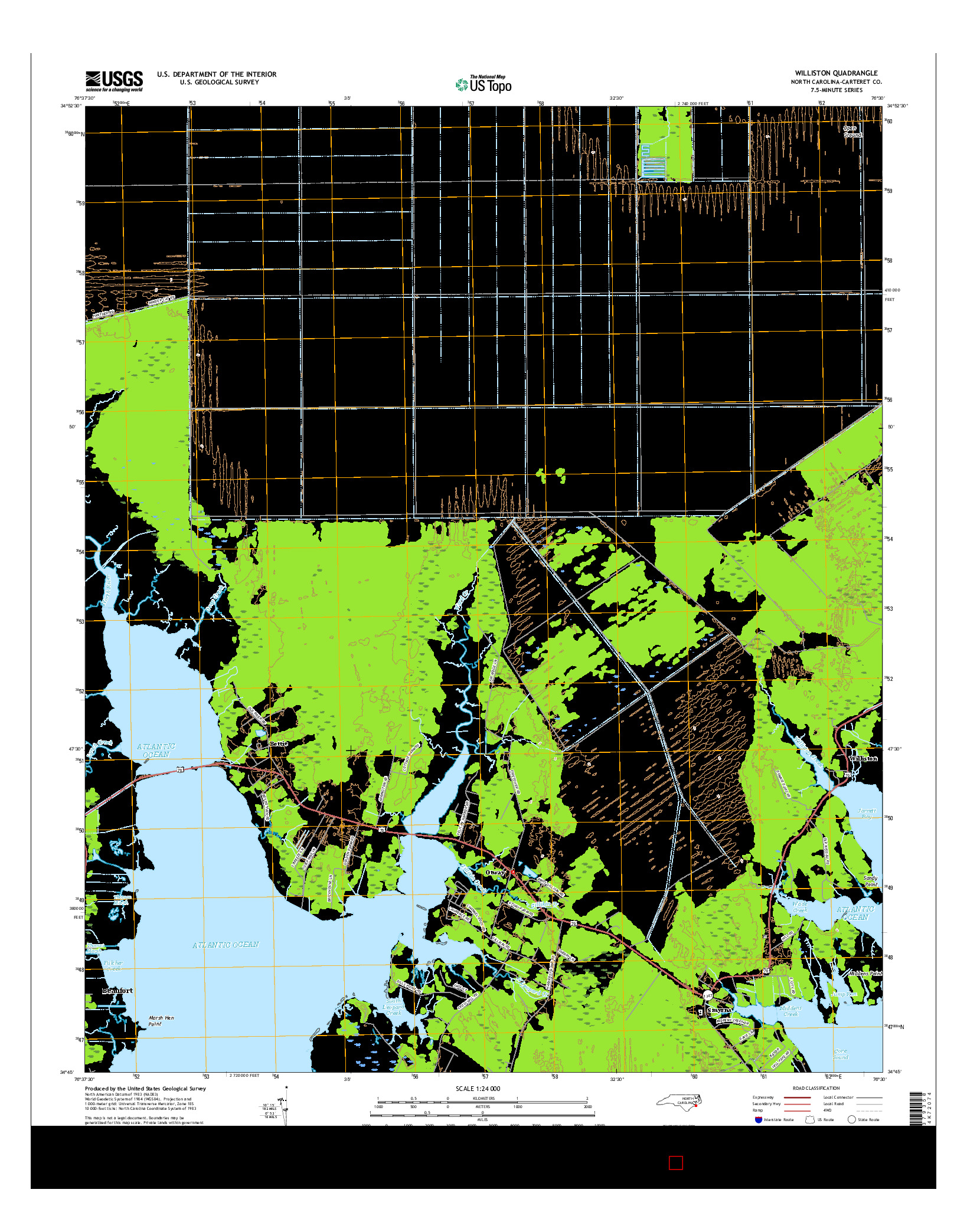 USGS US TOPO 7.5-MINUTE MAP FOR WILLISTON, NC 2016
