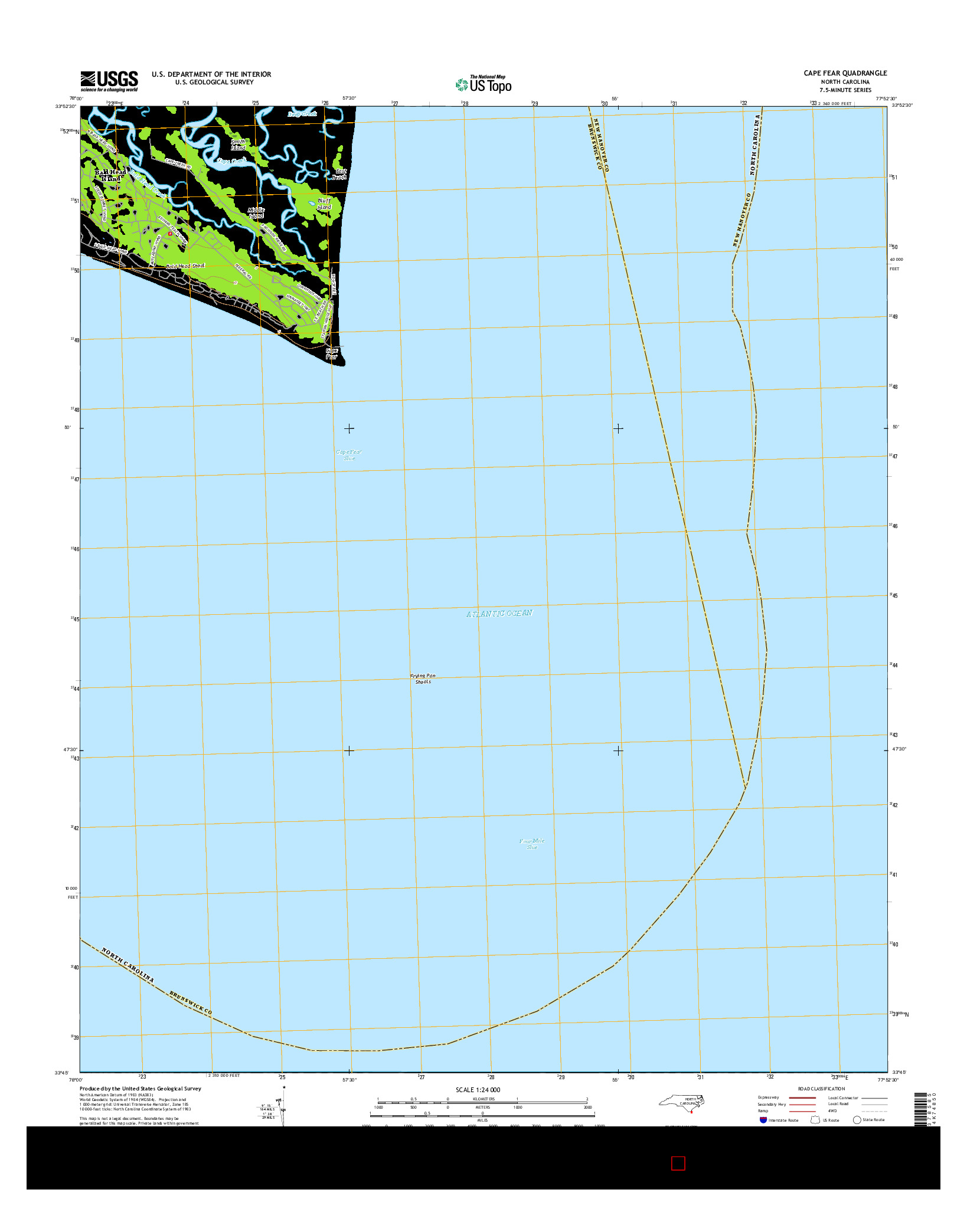 USGS US TOPO 7.5-MINUTE MAP FOR CAPE FEAR, NC 2016