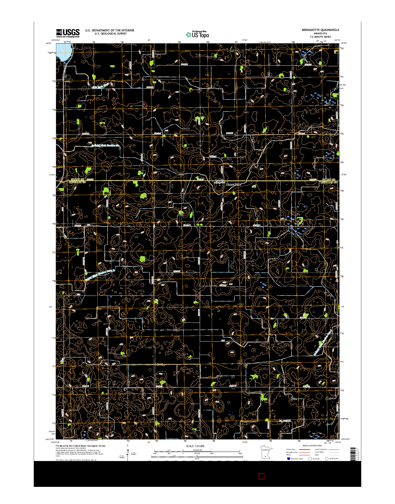 USGS US TOPO 7.5-MINUTE MAP FOR BERNADOTTE, MN 2016