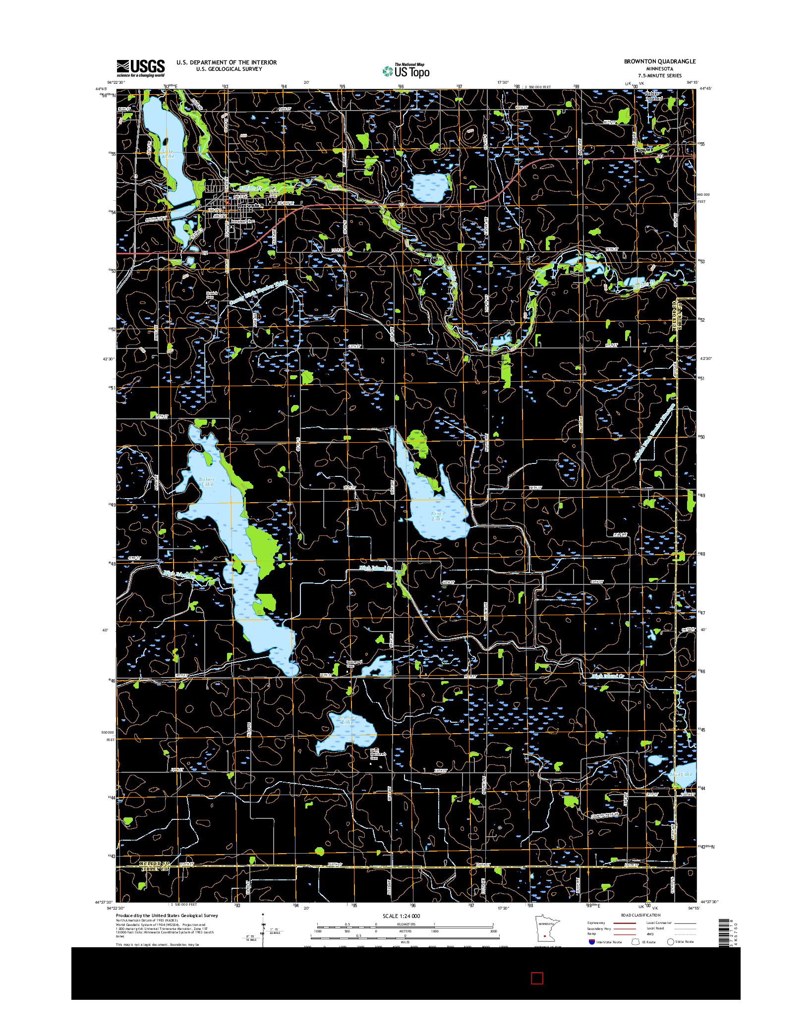 USGS US TOPO 7.5-MINUTE MAP FOR BROWNTON, MN 2016