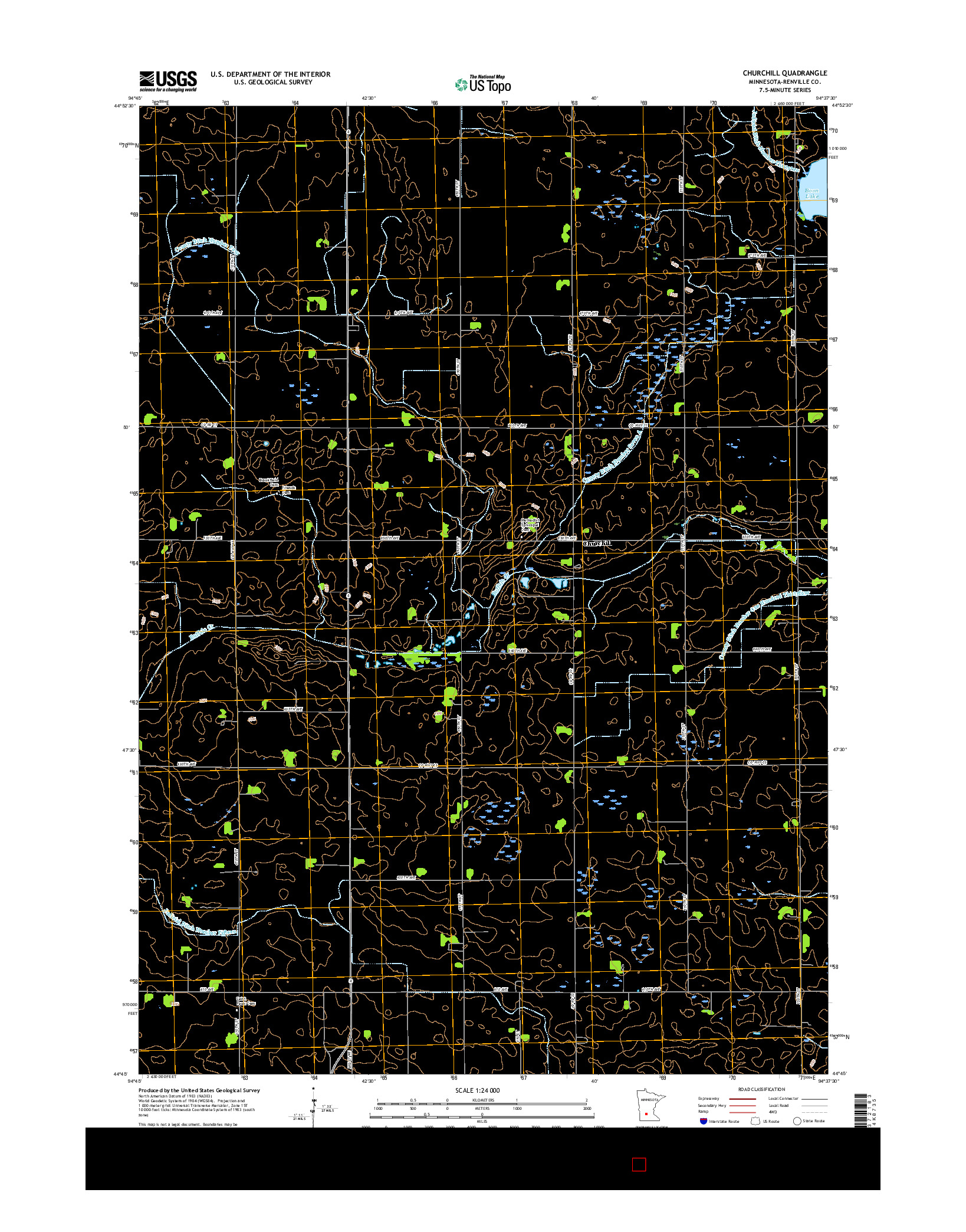 USGS US TOPO 7.5-MINUTE MAP FOR CHURCHILL, MN 2016