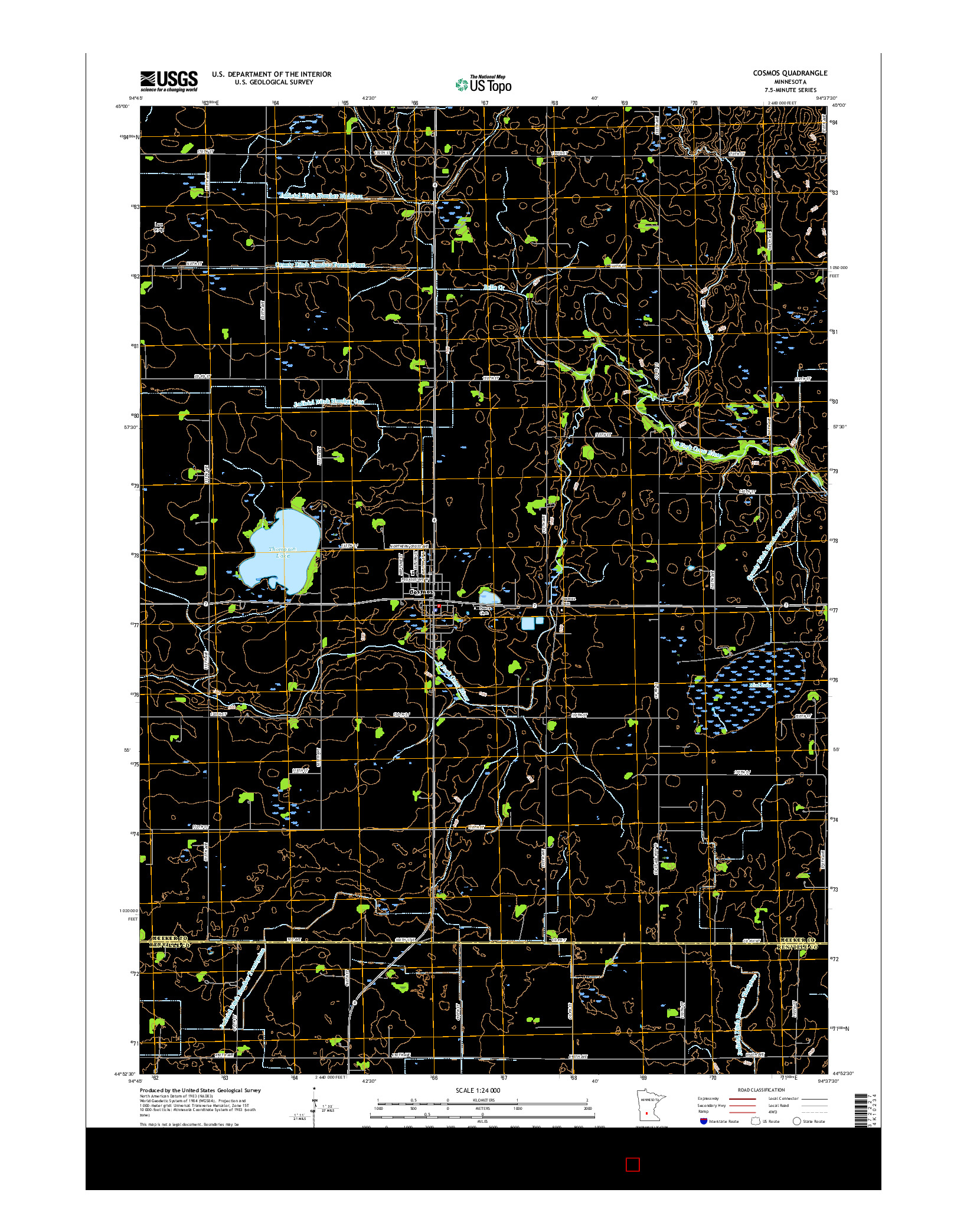 USGS US TOPO 7.5-MINUTE MAP FOR COSMOS, MN 2016