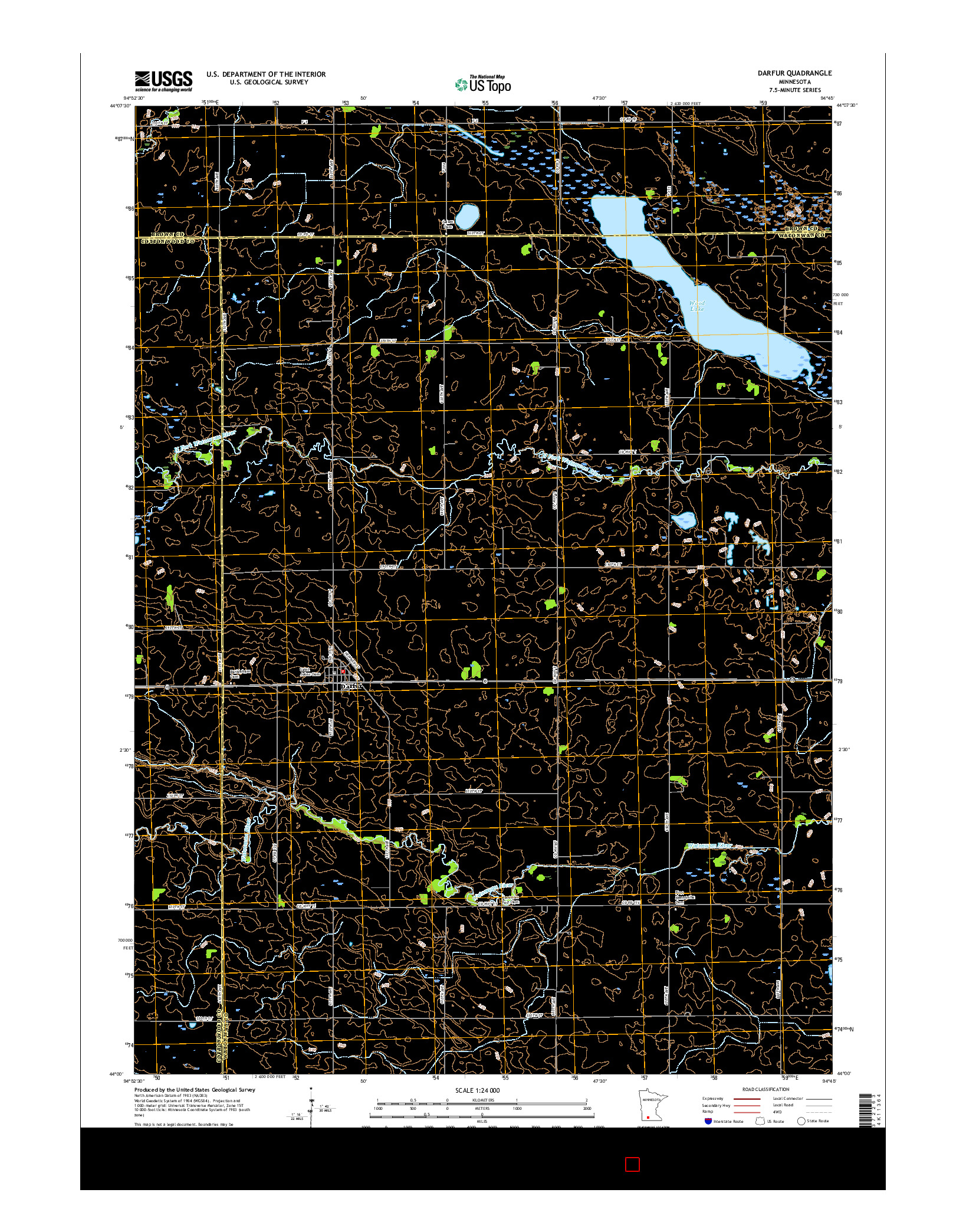 USGS US TOPO 7.5-MINUTE MAP FOR DARFUR, MN 2016