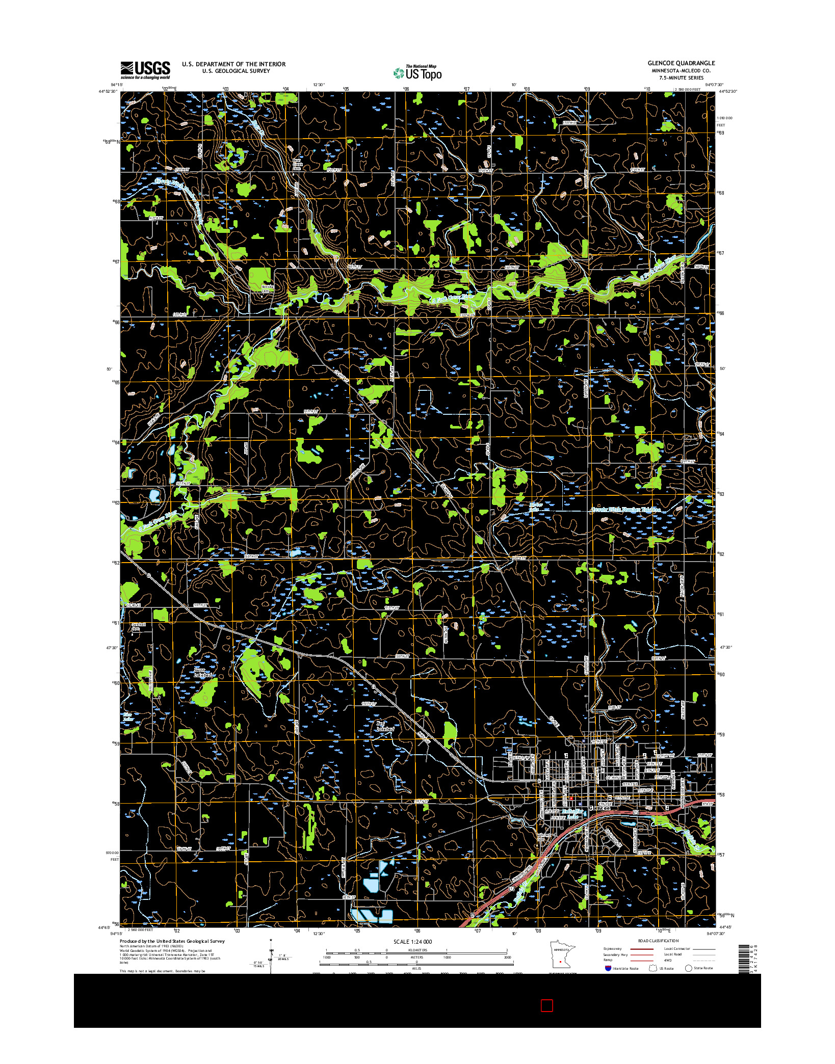 USGS US TOPO 7.5-MINUTE MAP FOR GLENCOE, MN 2016