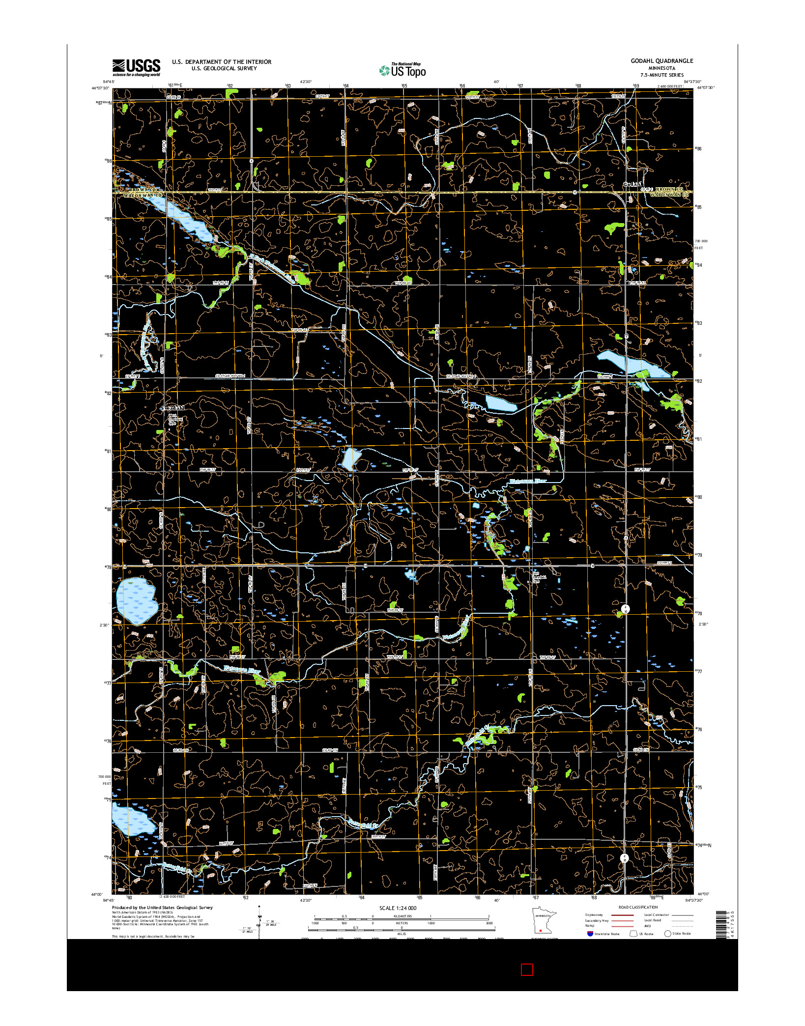 USGS US TOPO 7.5-MINUTE MAP FOR GODAHL, MN 2016