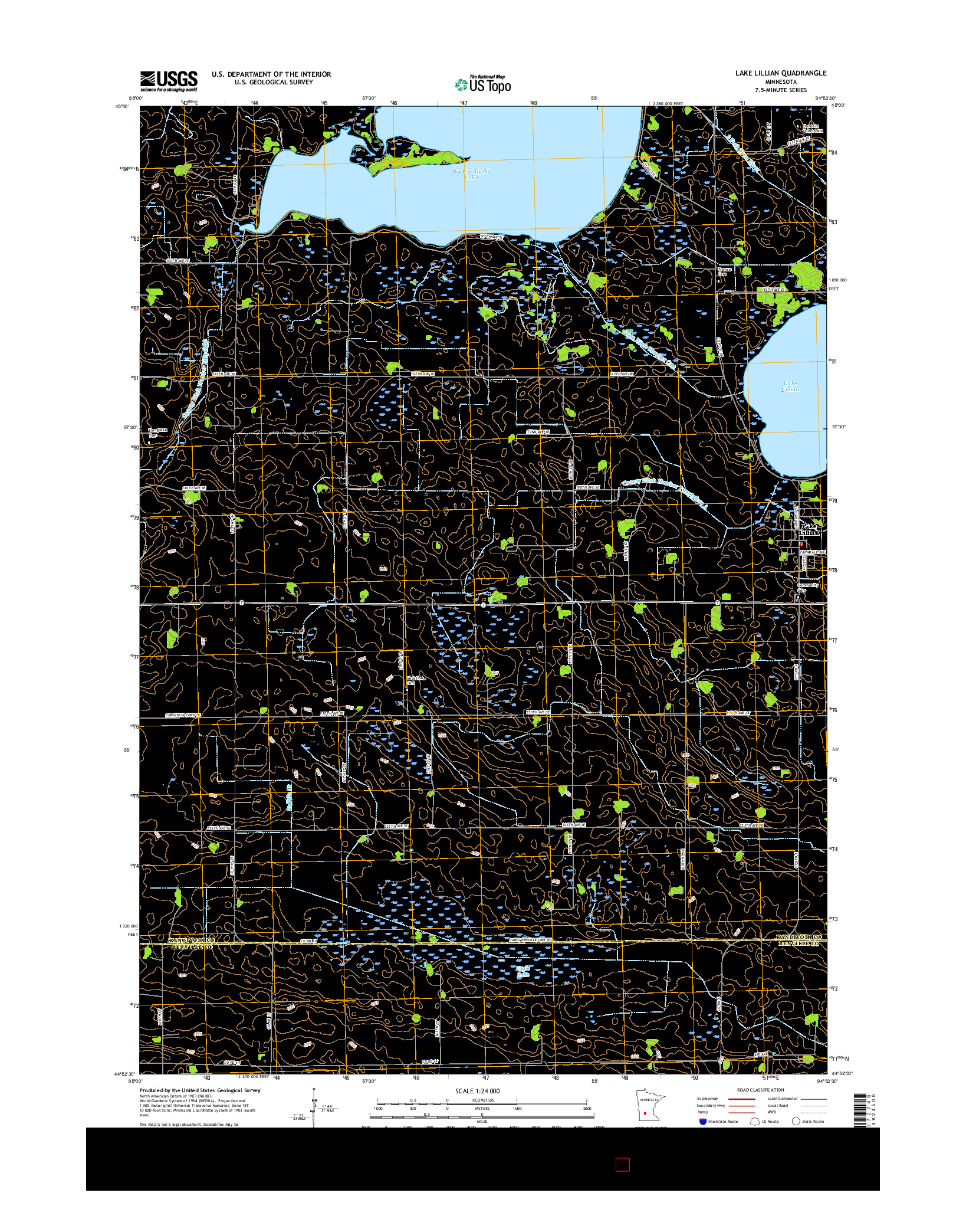 USGS US TOPO 7.5-MINUTE MAP FOR LAKE LILLIAN, MN 2016