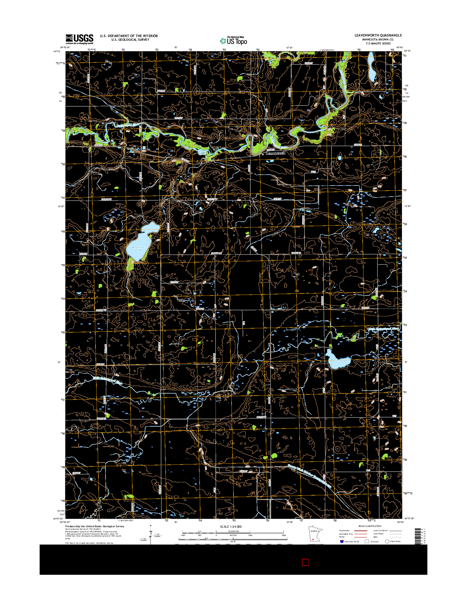 USGS US TOPO 7.5-MINUTE MAP FOR LEAVENWORTH, MN 2016