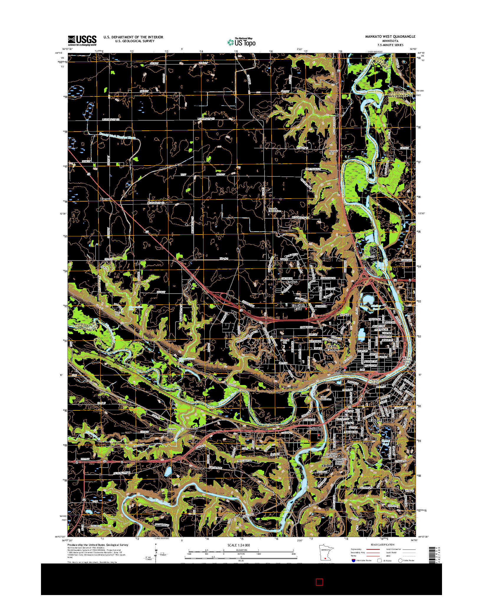 USGS US TOPO 7.5-MINUTE MAP FOR MANKATO WEST, MN 2016