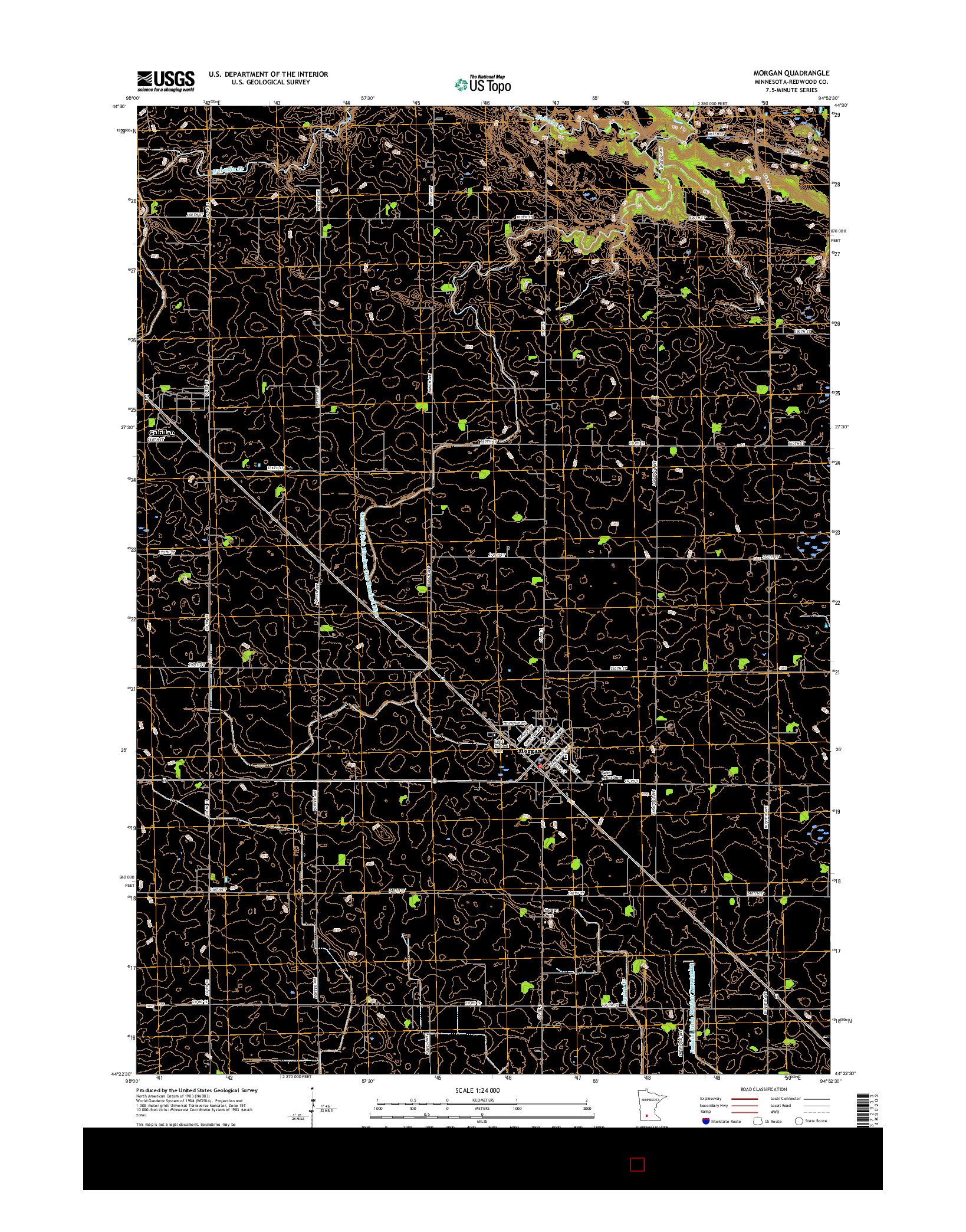 USGS US TOPO 7.5-MINUTE MAP FOR MORGAN, MN 2016