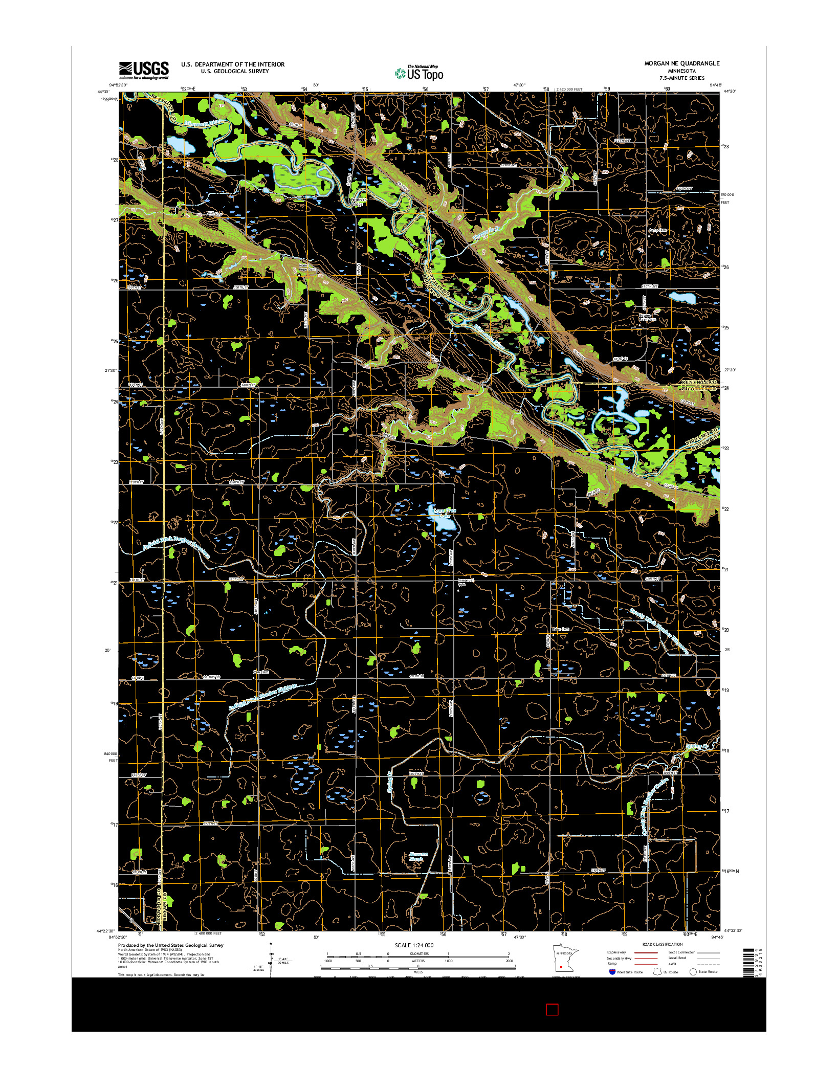 USGS US TOPO 7.5-MINUTE MAP FOR MORGAN NE, MN 2016