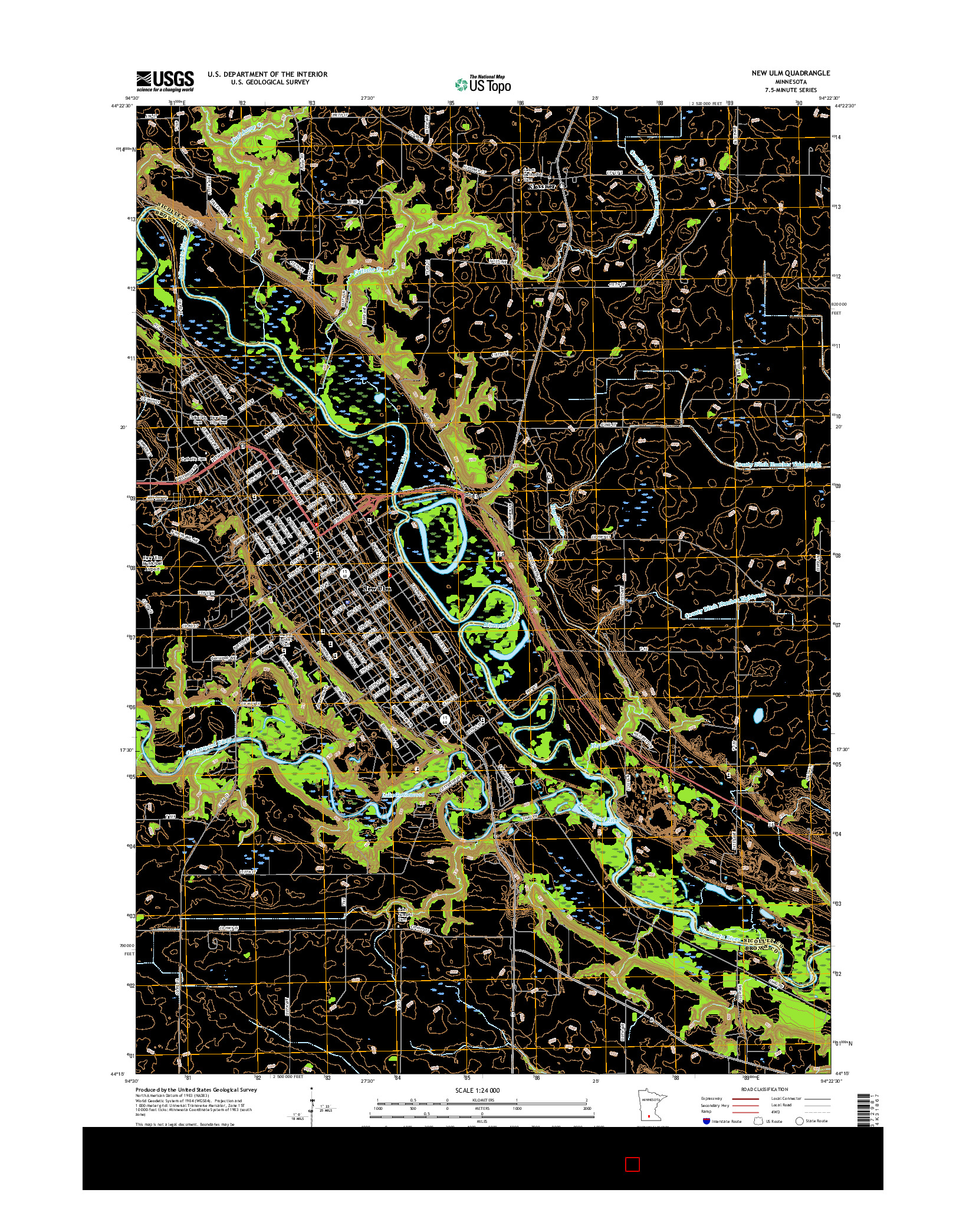 USGS US TOPO 7.5-MINUTE MAP FOR NEW ULM, MN 2016