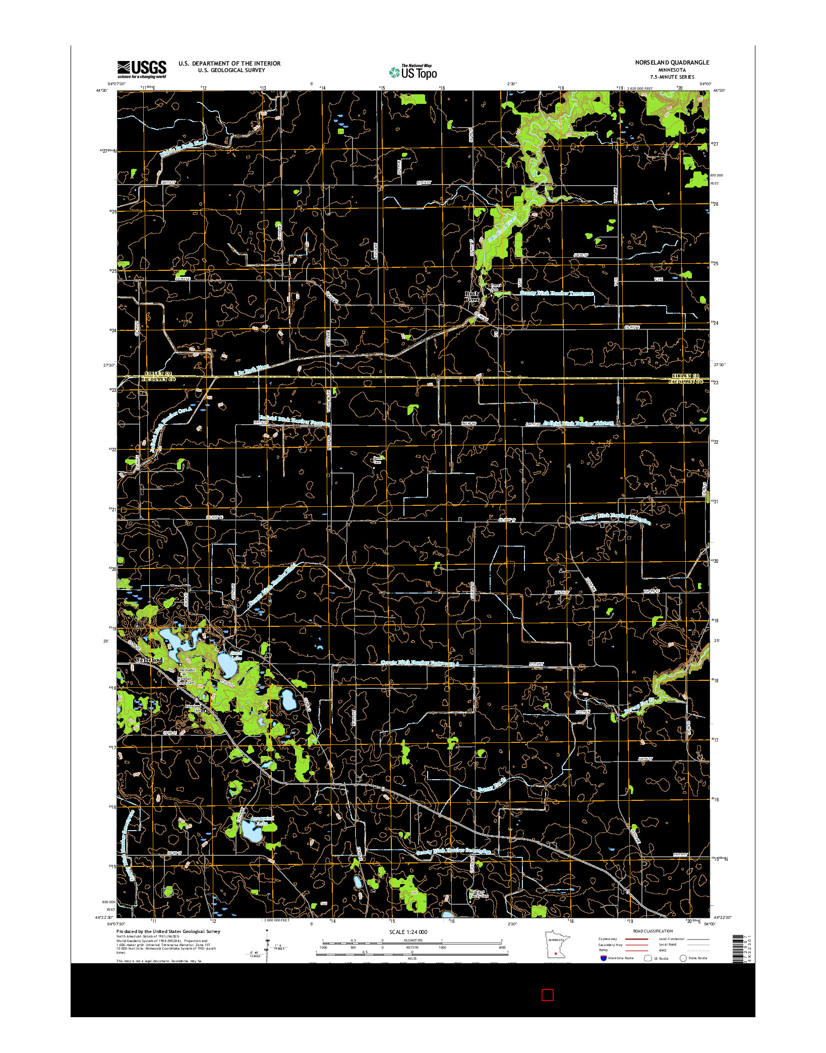 USGS US TOPO 7.5-MINUTE MAP FOR NORSELAND, MN 2016