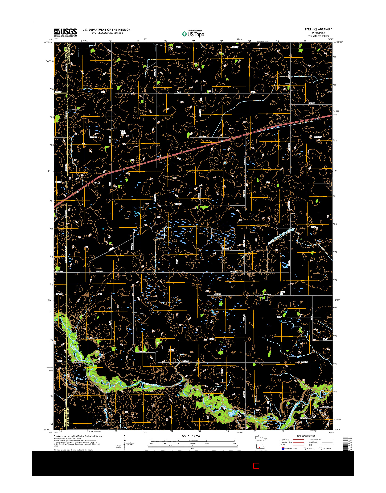 USGS US TOPO 7.5-MINUTE MAP FOR PERTH, MN 2016