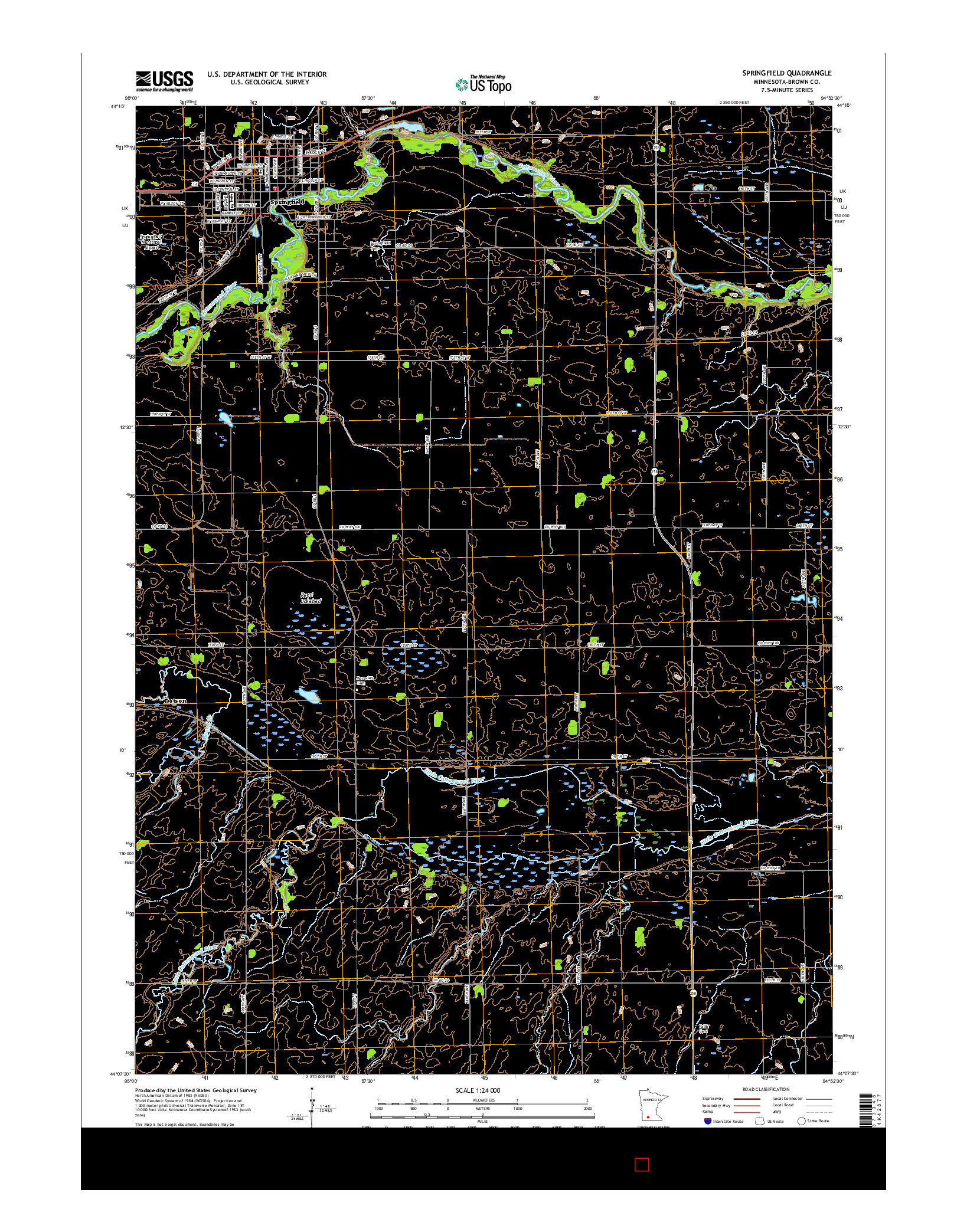 USGS US TOPO 7.5-MINUTE MAP FOR SPRINGFIELD, MN 2016